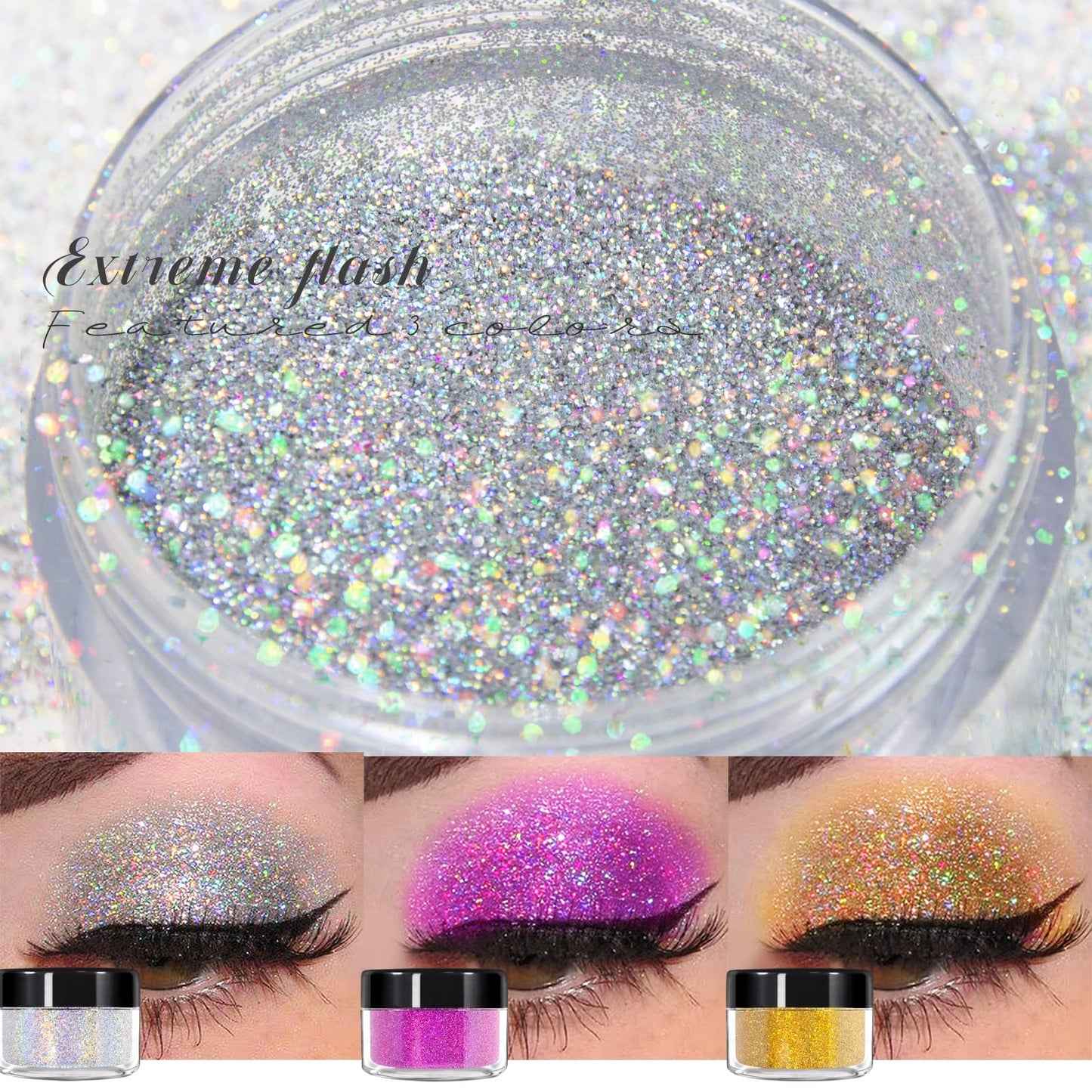 NewBang Body Glitter Spray,Sliver Gold Pink Glitter Powder,Shimmer Highlighter Loose Powder Glitter Makeup for Body Face Hair Clothes Nail Art Craft Beauty & Personal Care NewBang