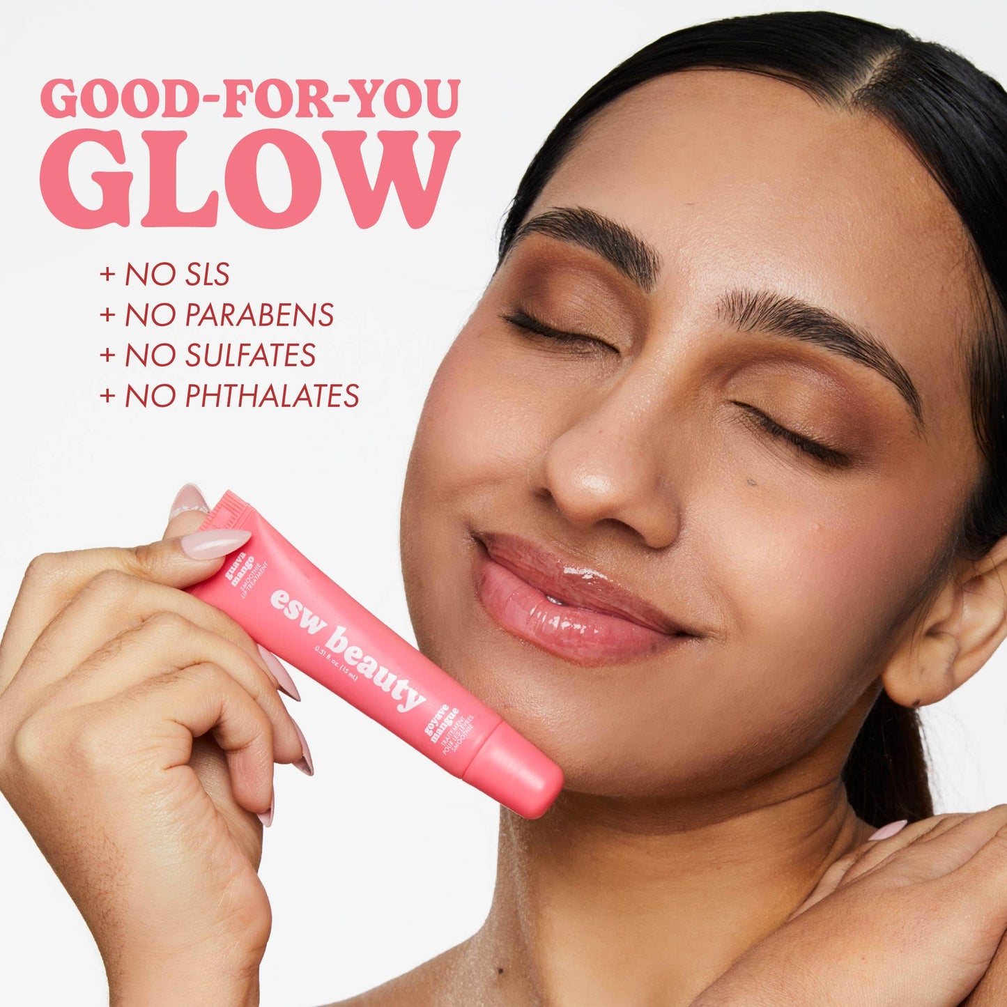 ESW Beauty Guava Mango Smoothie Lip Treatment - Light Pink Tint with Shea Butter, Peptides, Guava & Mango for Advanced Smoothing & Collagen Boost Beauty & Personal Care ESW Beauty