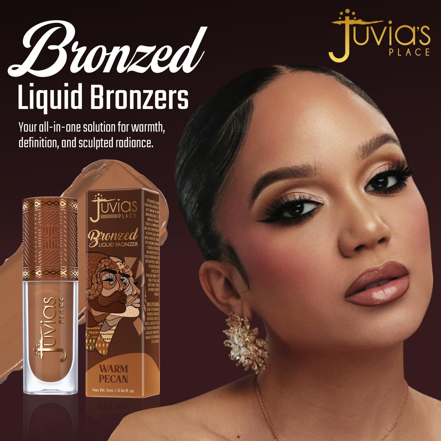 Juvia’s Place Bronzed Liquid Bronzer - Warm Pecan - Liquid Bronzer for Face w/Silky Blendable Texture - Buildable Coverage for Natural Contour Beauty & Personal Care Juvia's Place