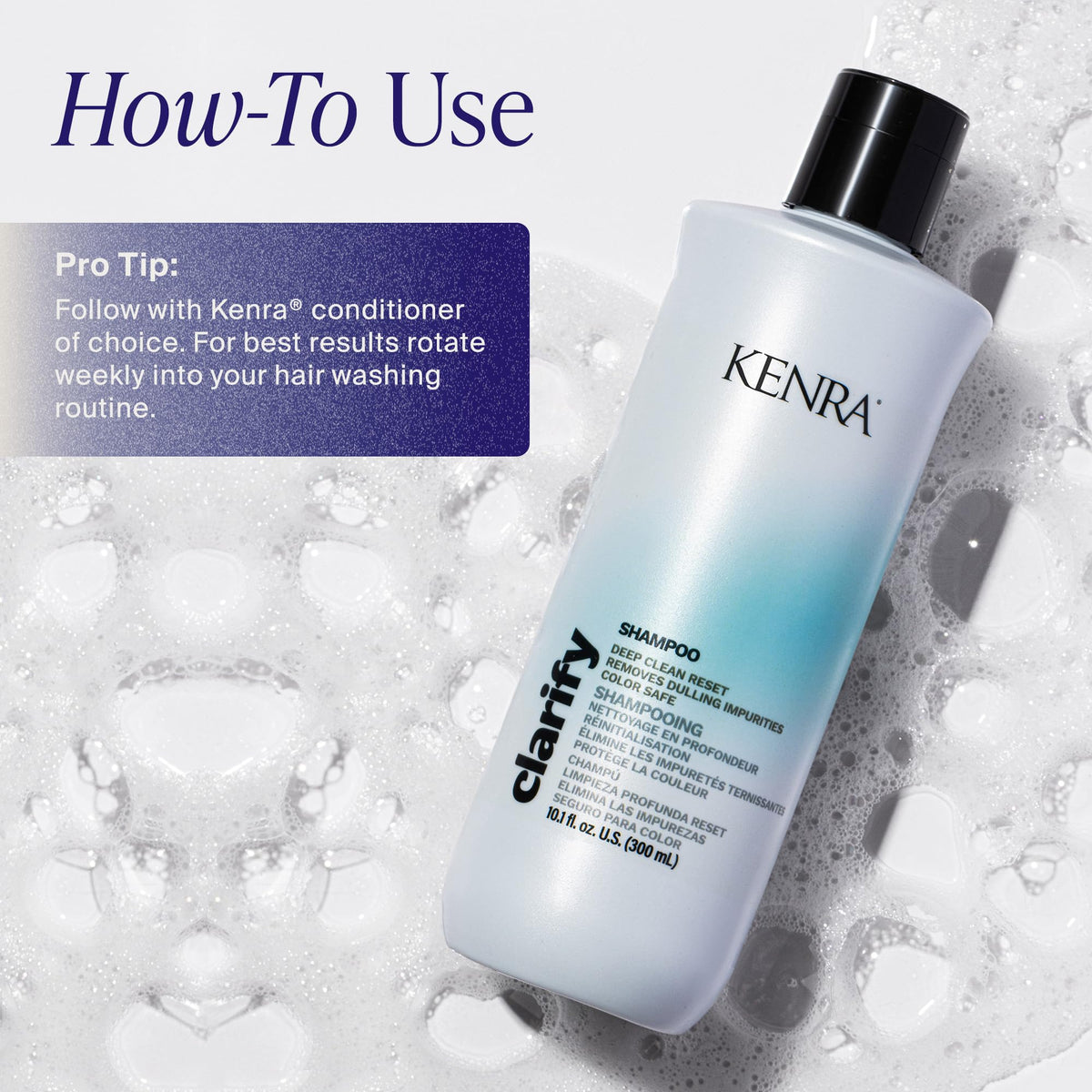 Kenra Clarify Shampoo | Deep Cleansing | Color-Safe | Removes Dulling Deposits & Product Build Up | Brightens Highlighted, Bleached, or Gray Hair |
