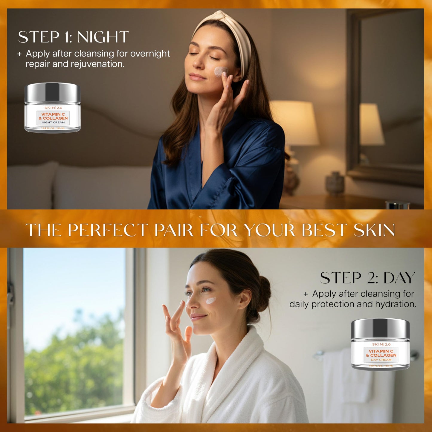 Skin 2.0 Vitamin C & Collagen Face Moisturizer - Anti Aging Day & Night Cream for Smooth & Radiant Skin, Firms & Restores Dull Complexion Beauty & Personal Care Skin 2.0