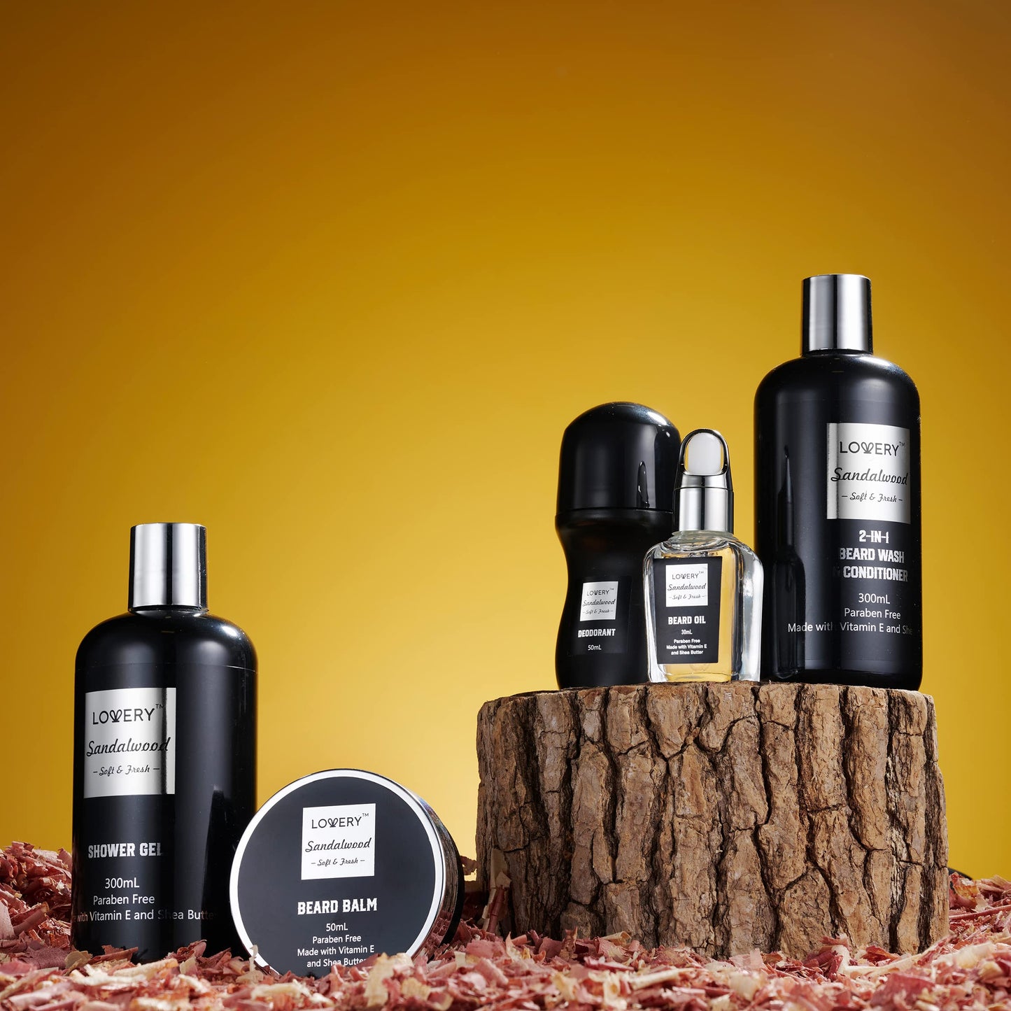 Gifts for Men, Fathers Day Gifts for Dad Body And Wash Gift Set Beard Kit and Body Care, Sandalwood Spa Baskets, Bath and Beard Grooming Kit, Beauty and Personal Care LOVERY