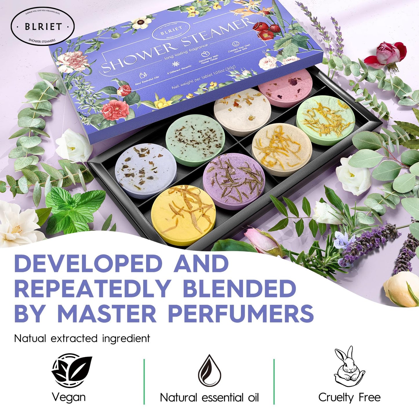 Shower Steamers Aromatherapy Mothers Day Gifts for Women 8 Pack, Shower Bombs Birthday Gift for Mom with Lavender Natural Essential Oils, Self Care Beauty and Personal Care BLRIET