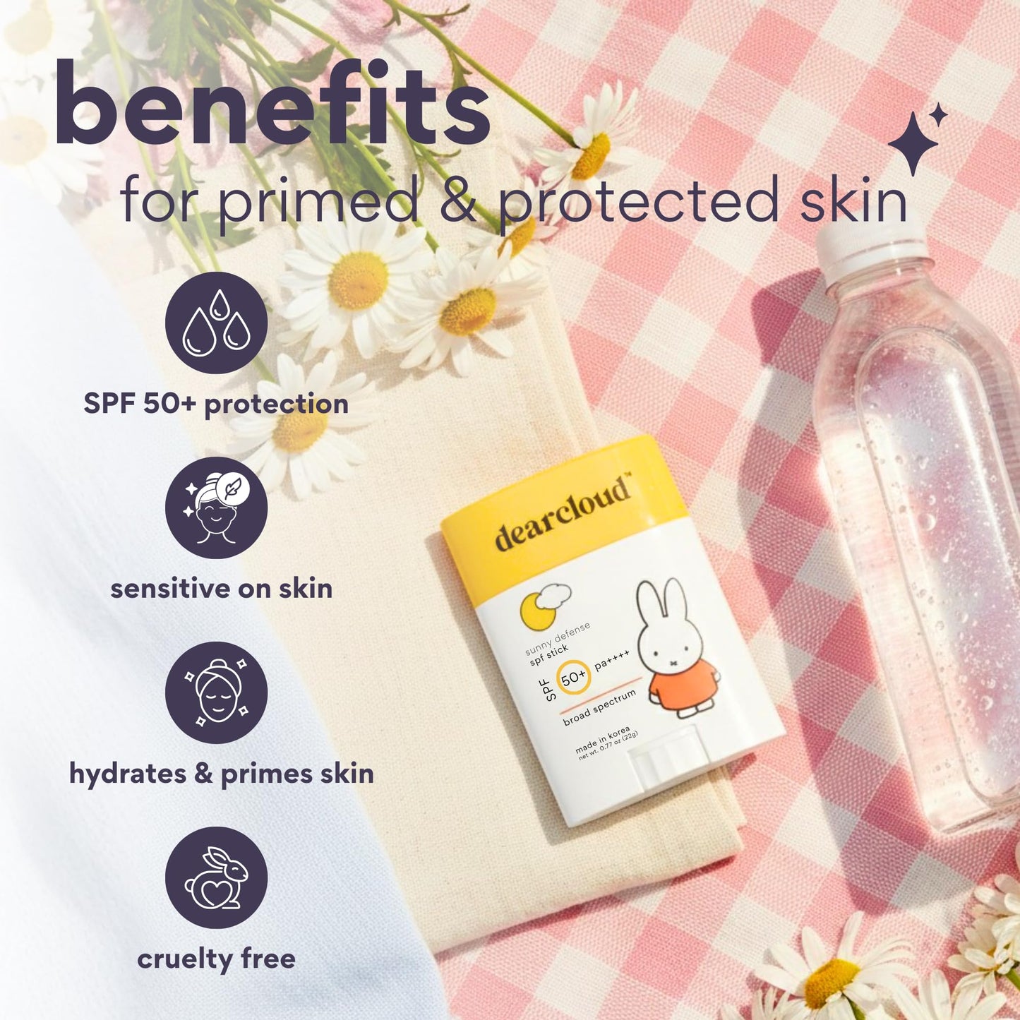 Miffy Sunny Defense Sun Stick SPF 50+ PA++++ - Korean Sunscreen for Face & Travel Size (.77 oz) Beauty & Personal Care dearcloud