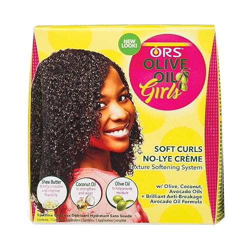 ORS Olive Oil Girls Soft Curls No-Lye Creme Texture Softening System Kit with Olive, Coconut & Avocado Oils (Pack of 1) Beauty & Personal Care ORS