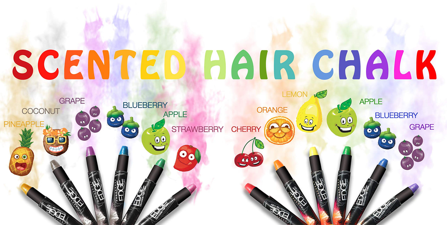 KC Republic Hair Chalk for Kids Jumbo Hair Chalk Sticks Washable Hair Color Temporary Dye for Girls Safe Scented Rainbow Metallic Glitter Hair Beauty & Personal Care KC Republic