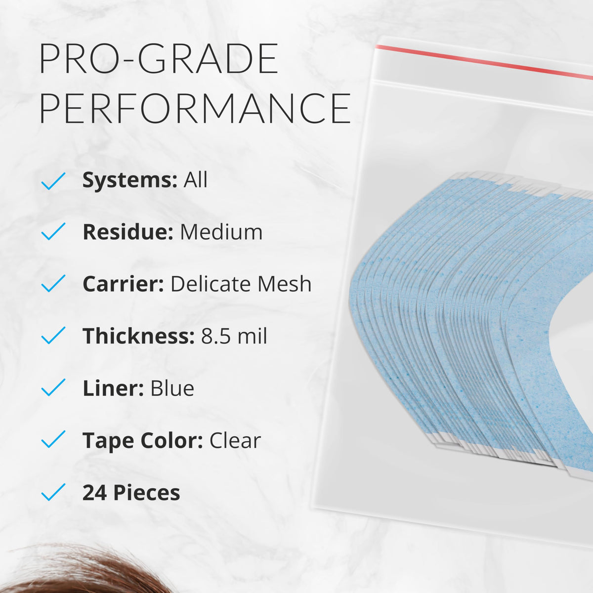 Walker Tape Lace Front Support Tape 5" Superwide A Contour Tabs, Double Sided Wig Tape for Lace Wigs, Toupees, and Tape in Hair Extensions Human Hair,