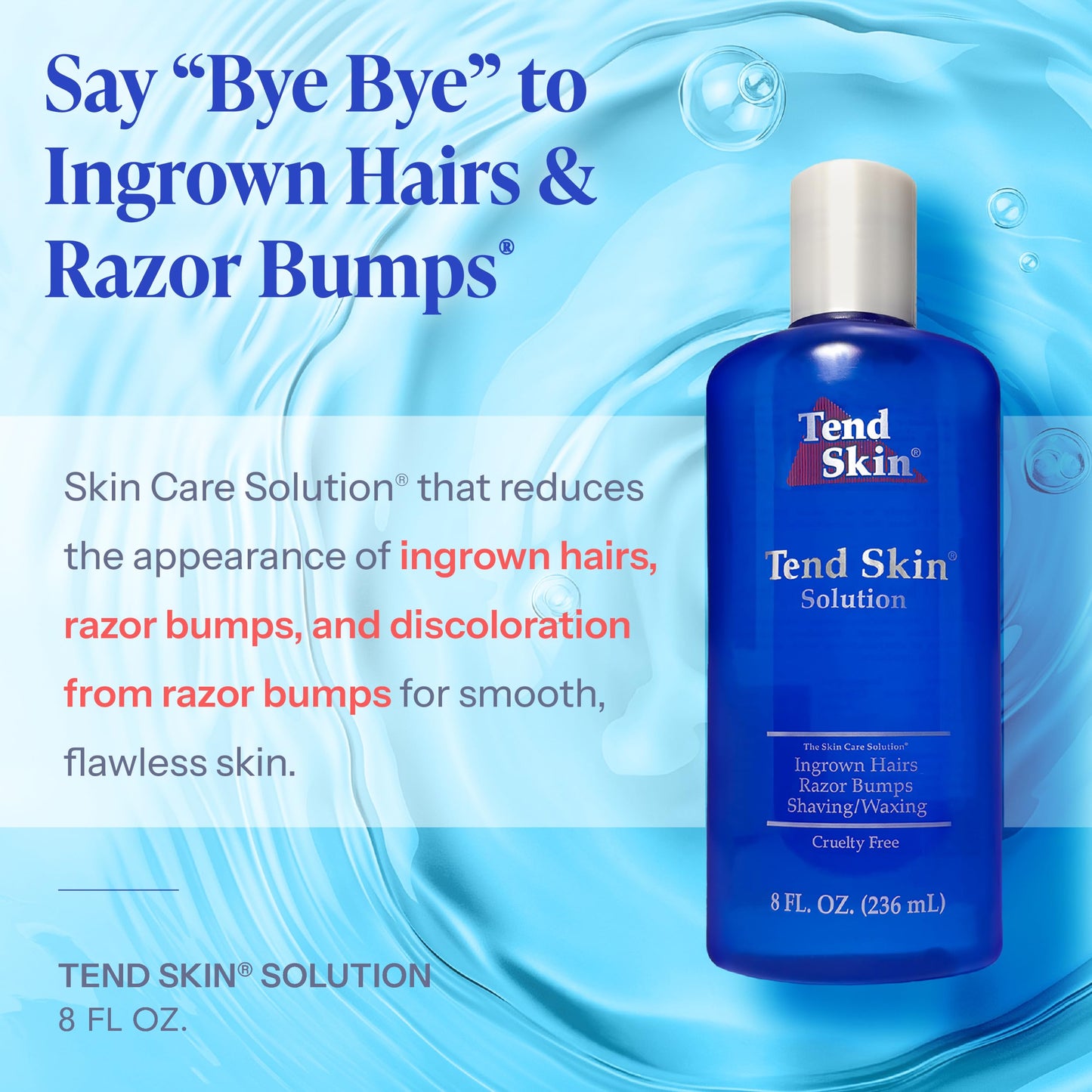 Tend Skin Solution for Unsightly Razor Bumps, Ingrown Hair and Razor Burns, Post Shaving and Waxing Toner for Men and Women, Made in USA, 8 Oz Beauty & Personal Care Tend Skin