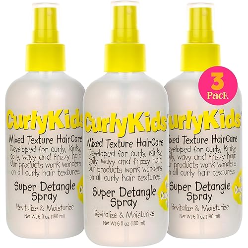 CurlyKids Super Detangling Spray | Frizz Control Hair Detangler Spray for Kids, Hair Care for Kinky, Wavy & Curly Hair, Sulfate & Paraben Free, 3 Pack Beauty & Personal Care CurlyKids