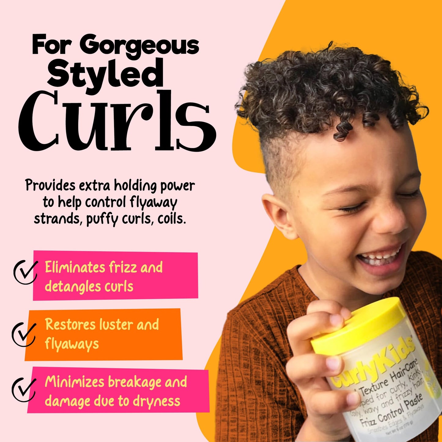CurlyKids Frizz Control Paste - Anti-Frizz Styling Paste for Curly, Kinky, Coily & Mixed-Texture Hair - Smooth Edges, Tame Flyaways, Maximum Moisture Beauty & Personal Care CurlyKids