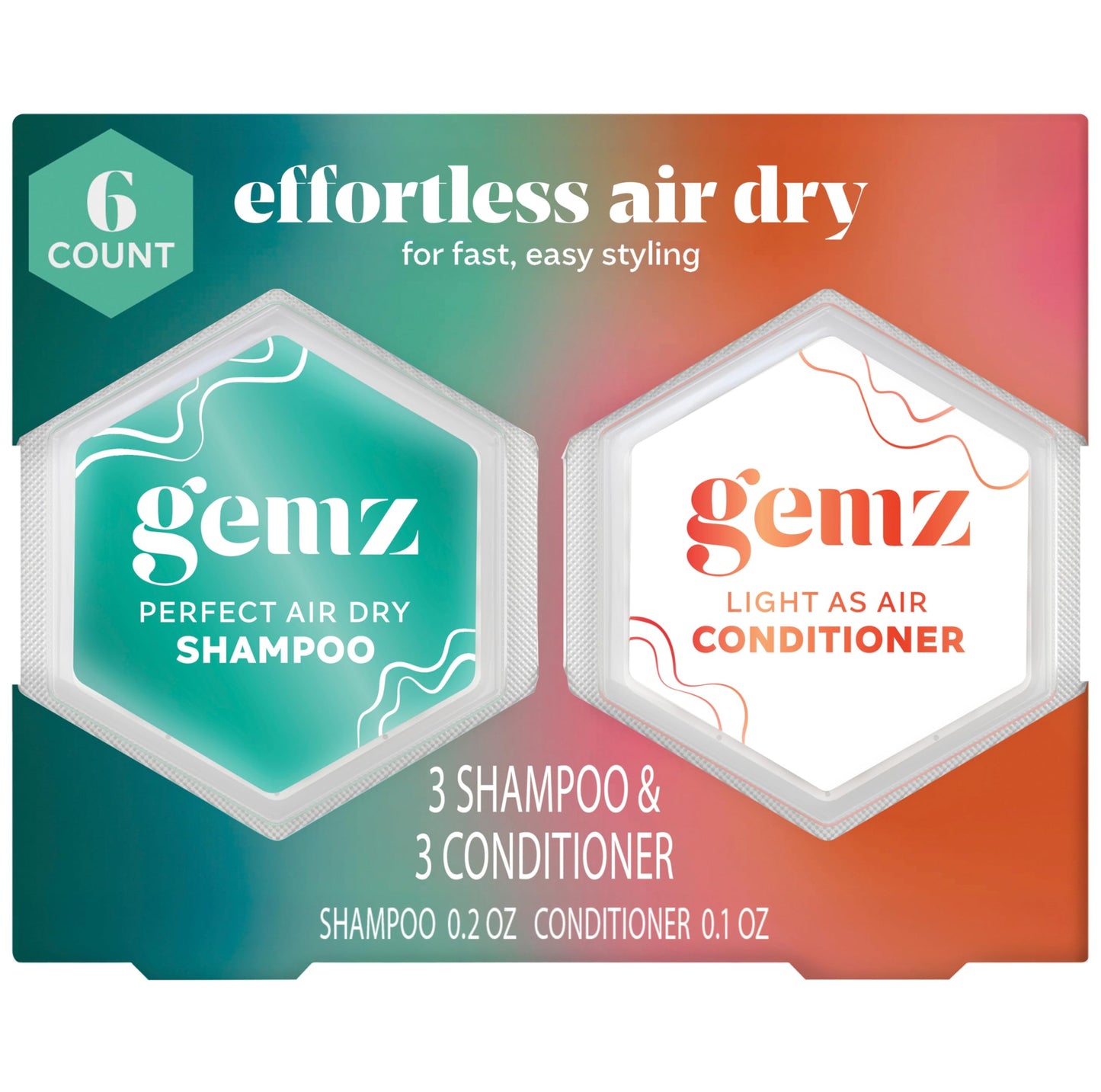 Gemz Shampoo & Conditioner Mini Variety Kit, Effortless Air Dry, Water-Activated Single-Dose Solid Hair Care, Shampoos and Conditioners Travel-Size Beauty & Personal Care gemz