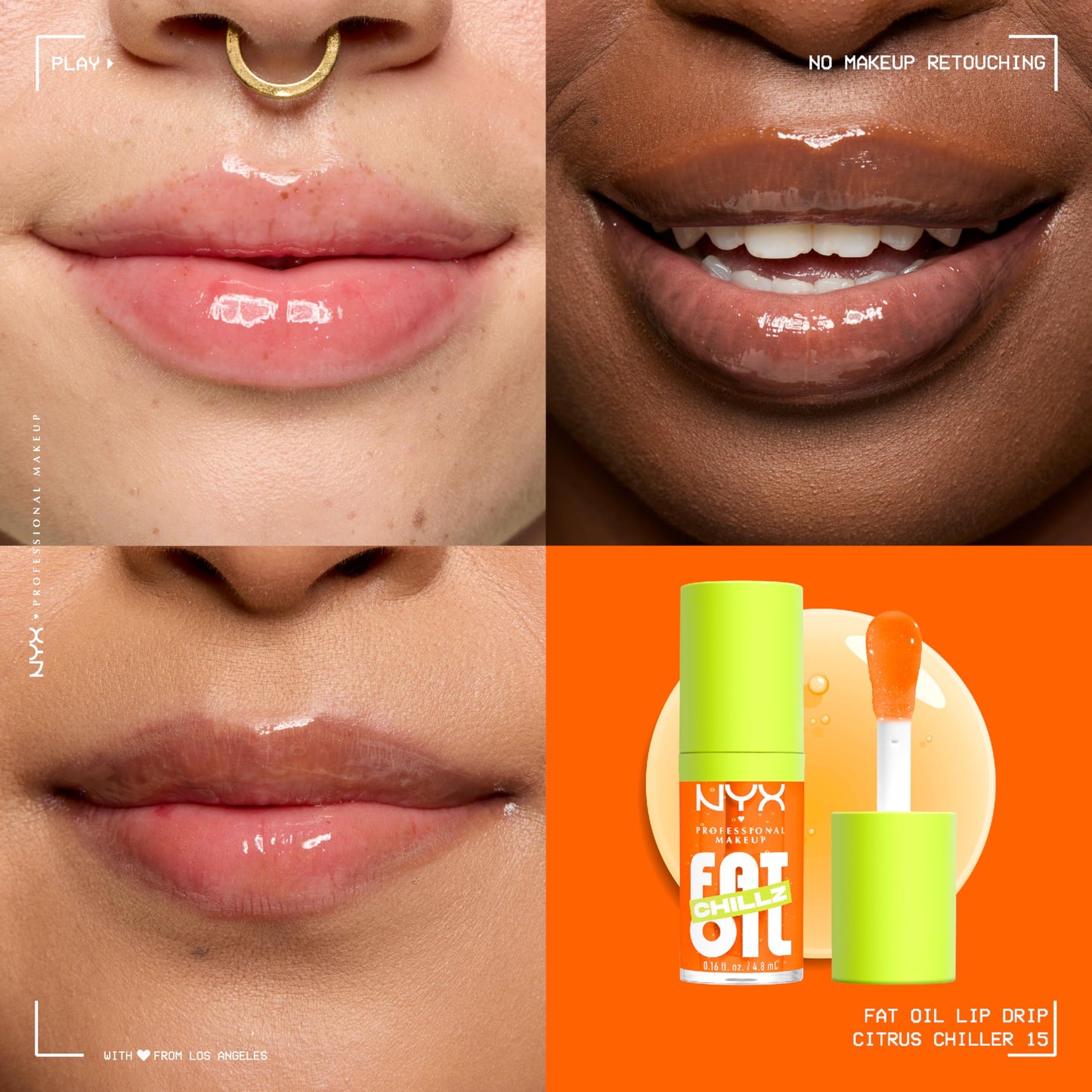 NYX PROFESSIONAL MAKEUP Fat Oil Chillz, Moisturizing, Shiny and Vegan Tinted Lip Gloss - Citrus Chiller (Sheer Orange) Beauty & Personal Care NYX PROFESSIONAL MAKEUP