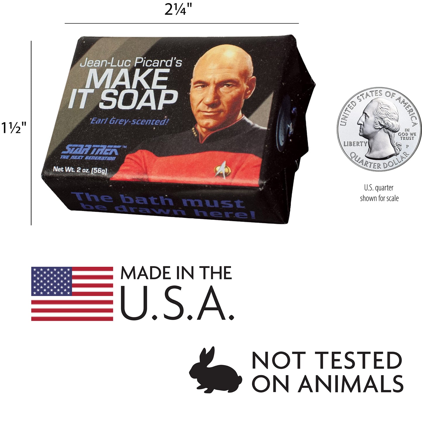 The Unemployed Philosophers Guild Star Trek Jean Luc Picard Make it Soap! - Made in the USA, 2oz (56g) Travel or Hotel Sized Guest Bar Soap Beauty & Personal Care The Unemployed Philosophers Guild