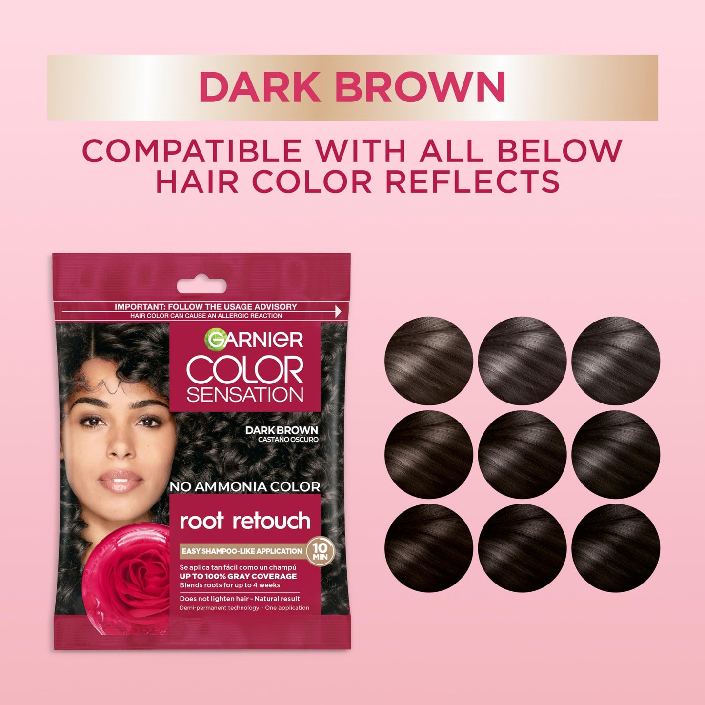 Garnier Color Sensation Root Retouch, Demi Permanent Hair Dye for Roots with 100% Gray Coverage and No Ammonia, Dark Brown Hair Dye 4.0, Pack of 6 Beauty & Personal Care Garnier