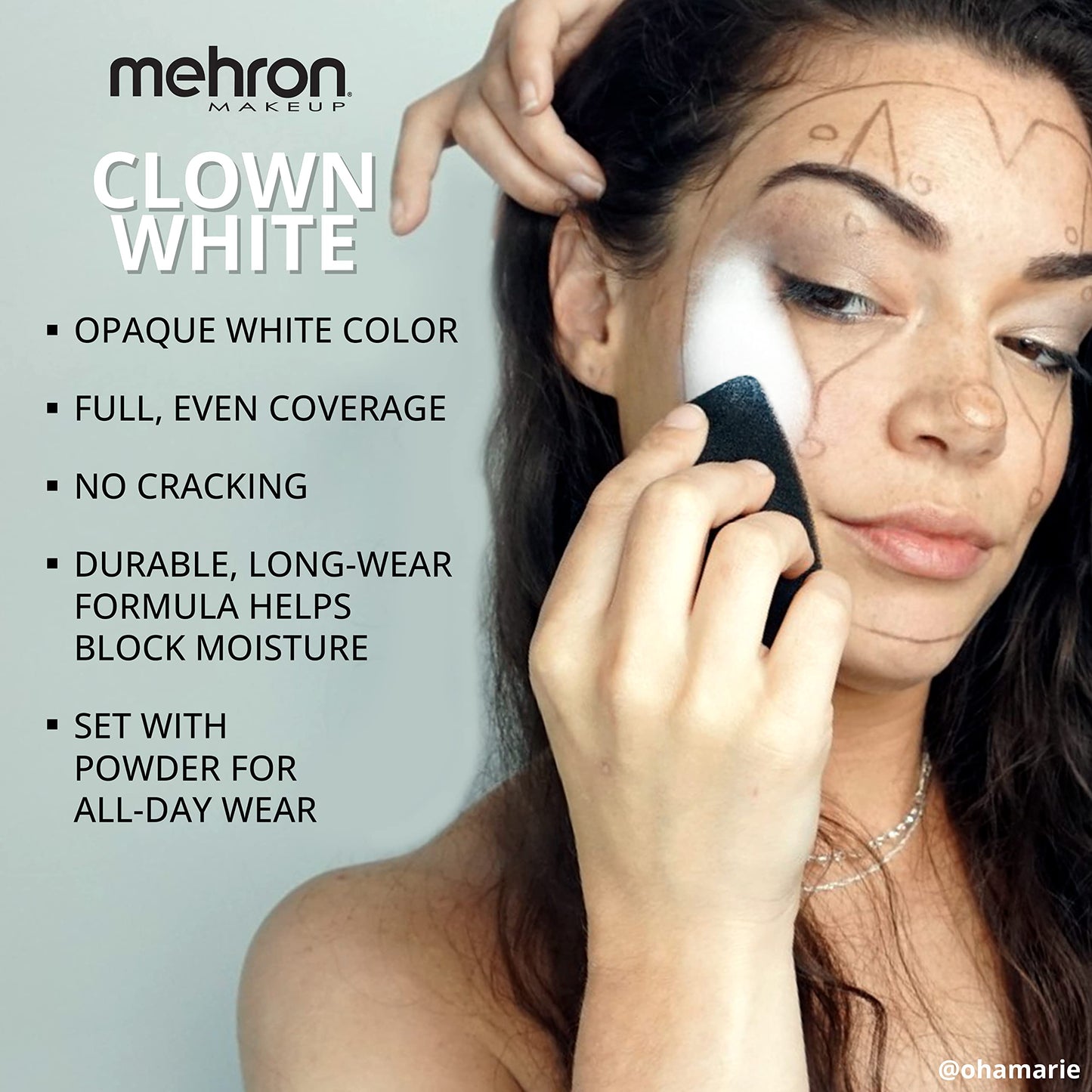 Mehron Makeup Clown White Professional Face Paint Cream Makeup | White Face Paint for Stage, Film, Cosplay, & Mime | Halloween Clown 16 oz (453g) | Beauty & Personal Care Mehron