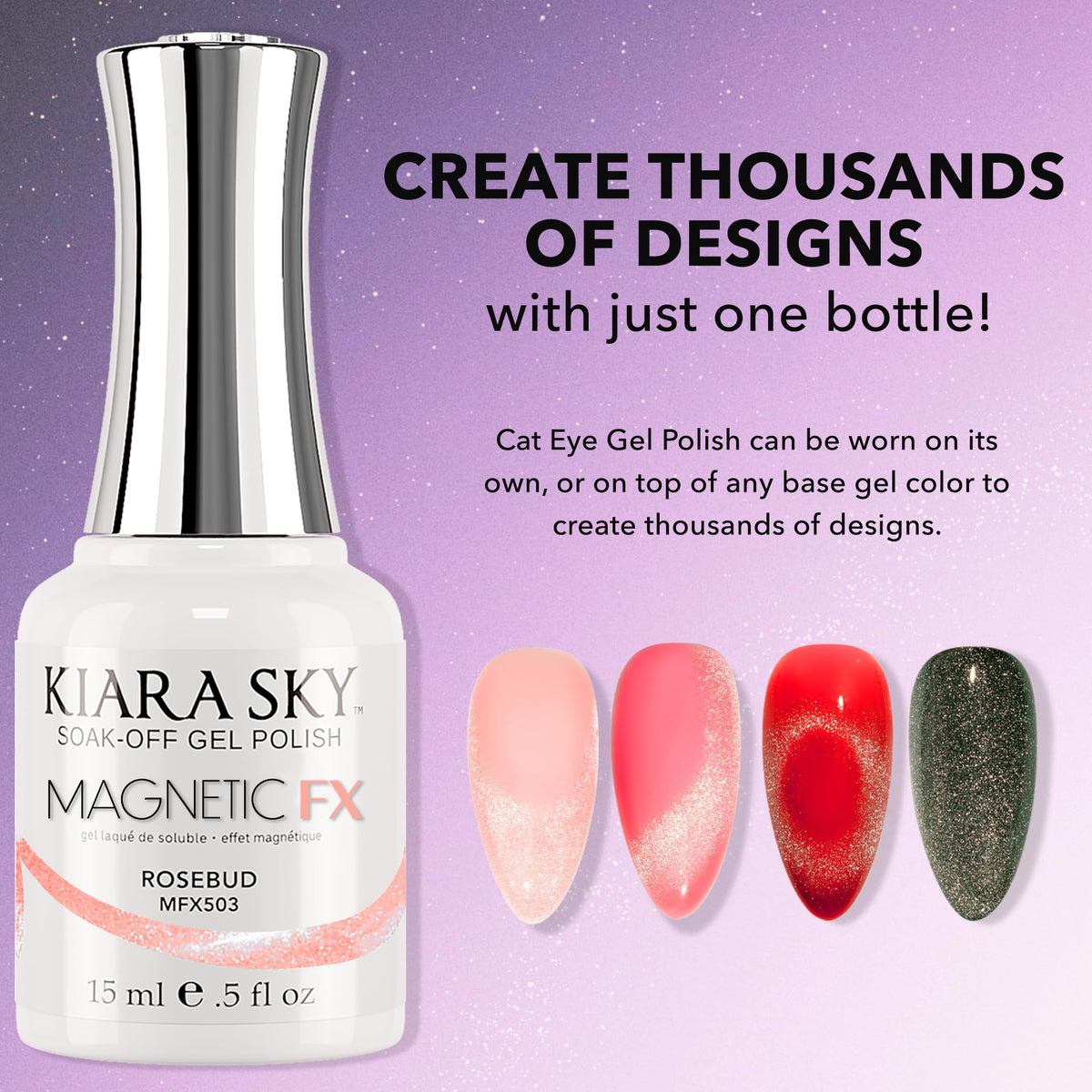 KIARA SKY Cat Eye Gel Nail Polish 15ml | Rose Gold Pink Magnetic FX Cat Eye Gel Polish Soak Off | UV LED Nail Lamp| Metallic Velvet Cat Eye Gel Polish