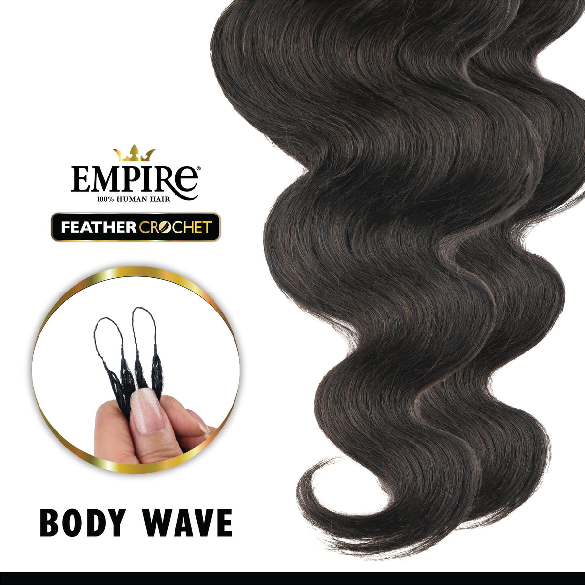 Sensationnel Empire Feather Crochet Braids-Body Wave,18in, 2 DARKBROWN