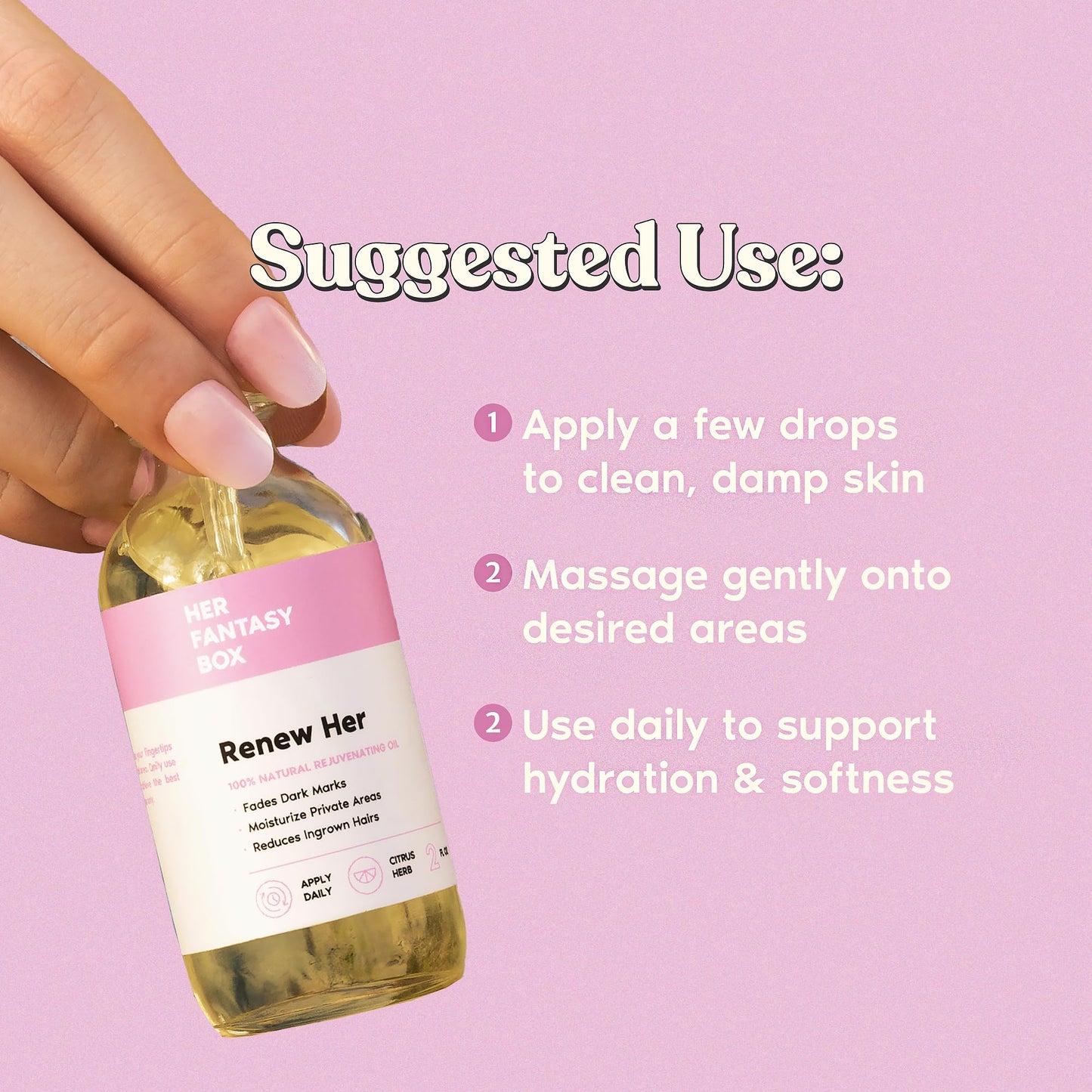 Her Fantasy Box Renew Her | Natural Rejuvenating Yoni Oil for Dark Spots, Ingrown Hair, and Skin Brightening - Nourishing, Moisturizing Formula Beauty and Personal Care Her Fantasy Box