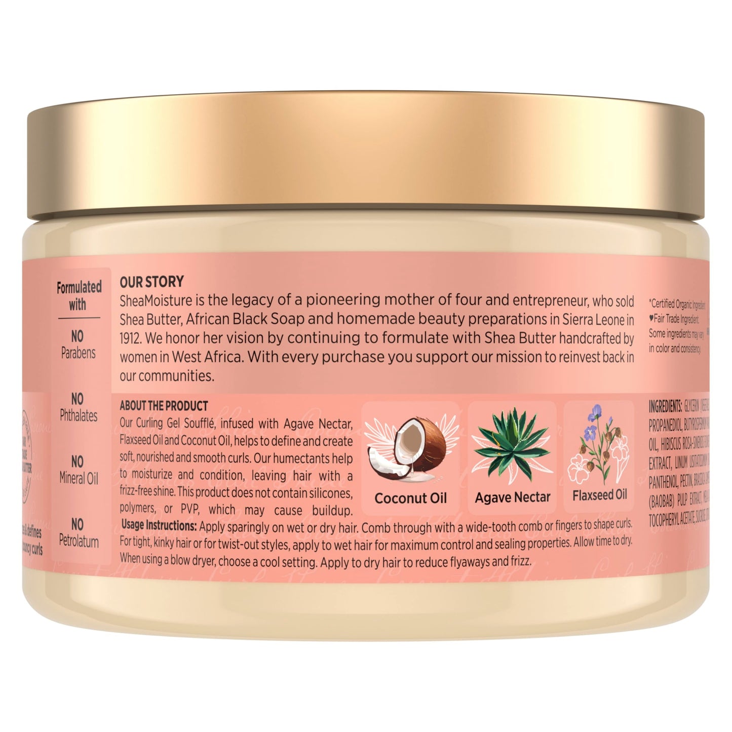 SheaMoisture Curling Gel Souffle Coconut and Hibiscus for Thick, Curly Hair to Moisturize and Protect Hair 12 oz Beauty & Personal Care Shea Moisture