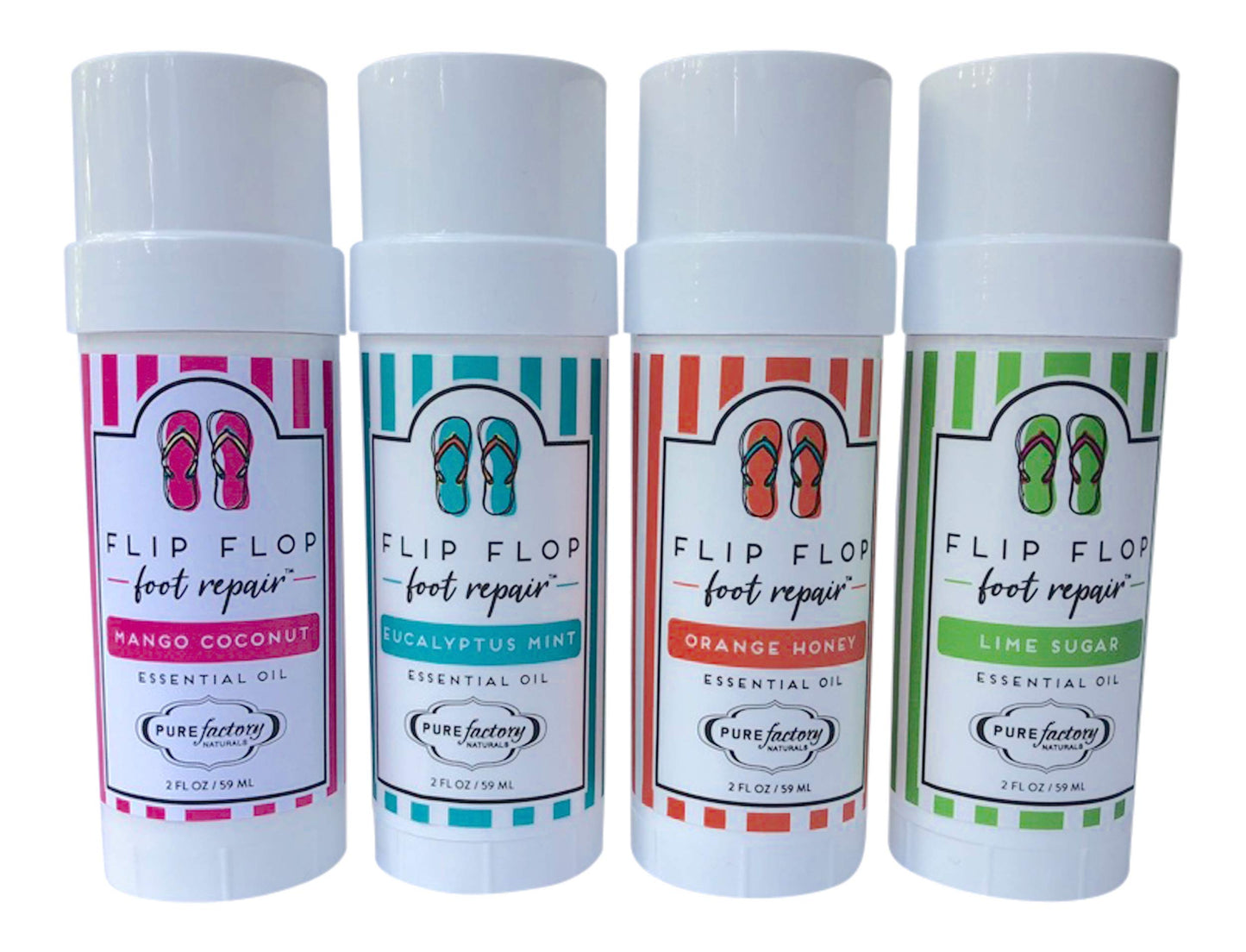 Foot Balm Moisturizer For Rough Heels & Dry, Cracked Feet - Flip Flop Foot Repair Bundle - 4 Pack - Mango Coconut, Lime Sugar, Orange Honey Beauty & Personal Care PureFactory Naturals