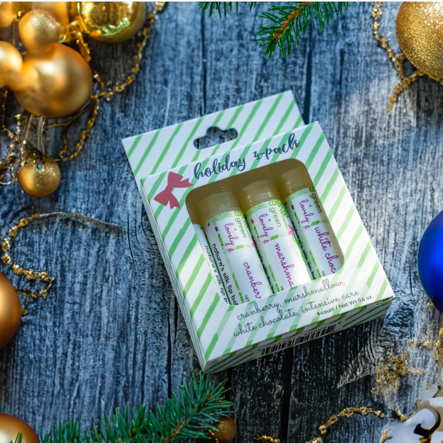 Nature's Silk Lip Balm, Organic (Holiday 4-pack Variety) Beauty and Personal Care Green + Lovely