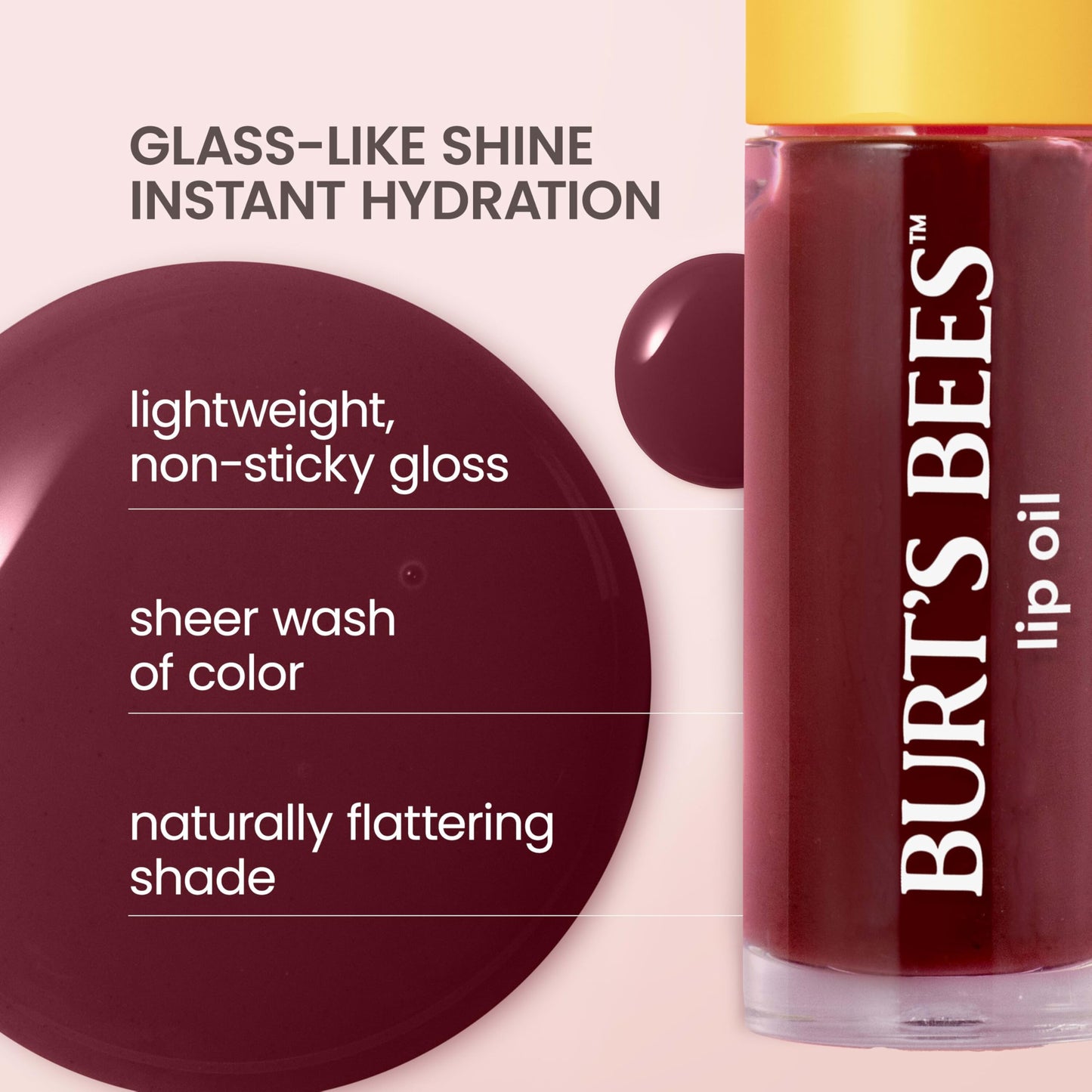 Burt's Bees Lip Oil Plum Twilight, Instant Hydration, Nourishes and Softens Lips, Sheer Wash of Color, High Shine Finish, Responsibly Sourced Jojoba Beauty and Personal Care Burt's Bees