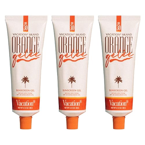 Vacation Orange Gelée SPF 30 Sunscreen Gel and Tube Key Bundle, 3.12 Fluid Ounces - Hydrating Balm-to-Oil Tanning Gel, Transparent, Water-Resistant Beauty & Personal Care VACATION