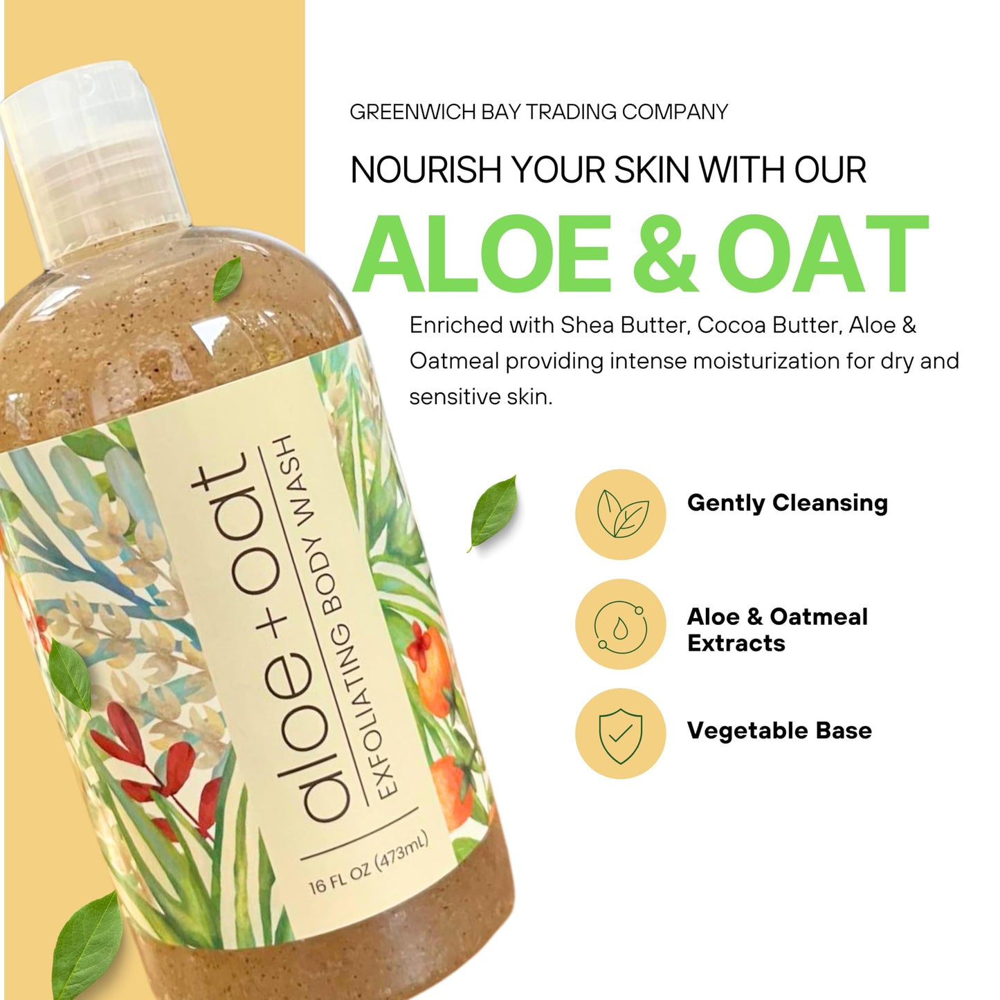 Greenwich Bay Trading Company Aloe & Oat Exfoliating Body Wash 16oz Beauty & Personal Care Greenwich Bay Trading Company