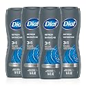 Dial Men 3 in 1 Body, Hair and Face Wash, Refresh, 16 Fl Oz (Pack of 4), Blue Sage Scent, Cleanses Deep + Gentle on Skin with Clean Rinse Technology Beauty & Personal Care Dial