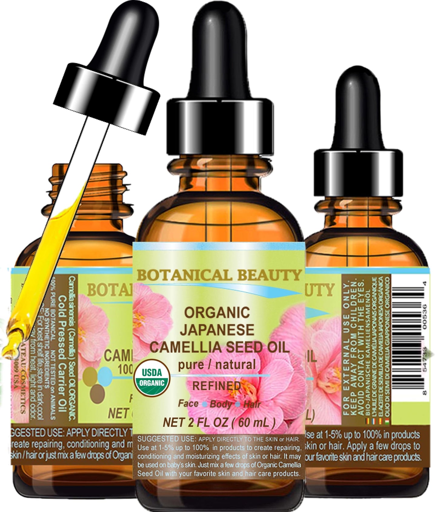 Botanical Beauty Japanese ORGANIC CAMELLIA Seed Oil. 100% Pure Natural Undiluted Refined Cold Pressed Carrier Oil to revitalize and rejuvenate the Beauty & Personal Care Botanical Beauty