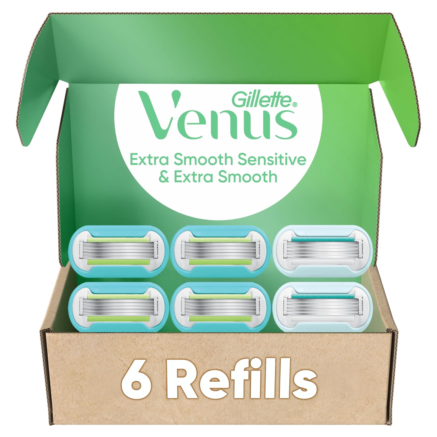 Gillette Venus Extra Smooth 4 count, plus Gillette Venus Extra Smooth Sensitive 2 count, 5-Bladed Women's Razor Blade Refills Beauty and Personal Care Gillette Venus