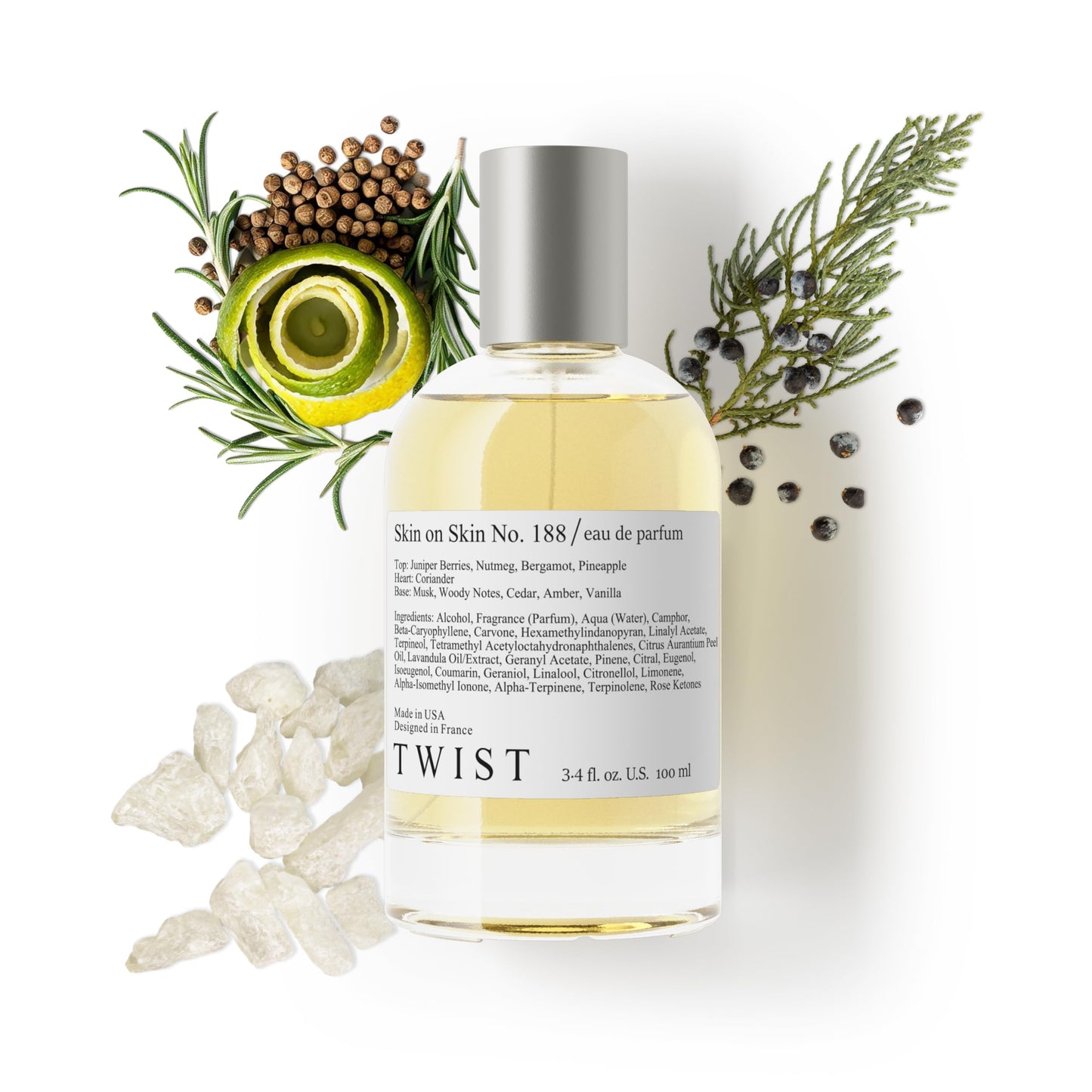 Twist Skin on Skin No. 188 - Inspired by MFK Gentle Fluidity Silver, Long-Lasting Perfume for Women and Men, Vegan, Clean Ingredients, Juniper Berries Beauty & Personal Care HOUSE OF TWIST