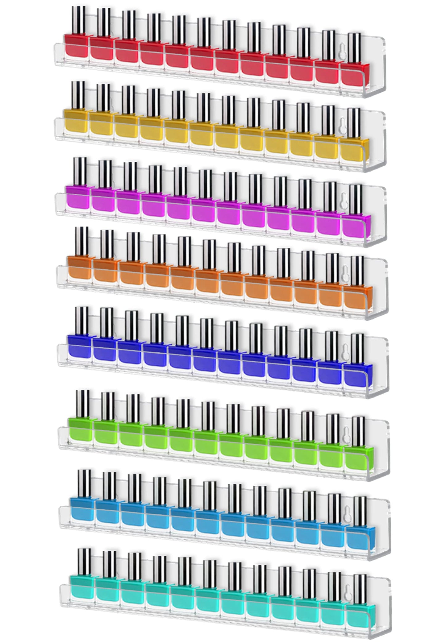 Cerpourt 8 Pack Wall Mounted Shelf,Clear Acrylic Nail Polish Organizer Display, Wall Rack Nail Supplies for Nail Techs Beauty & Personal Care Cerpourt