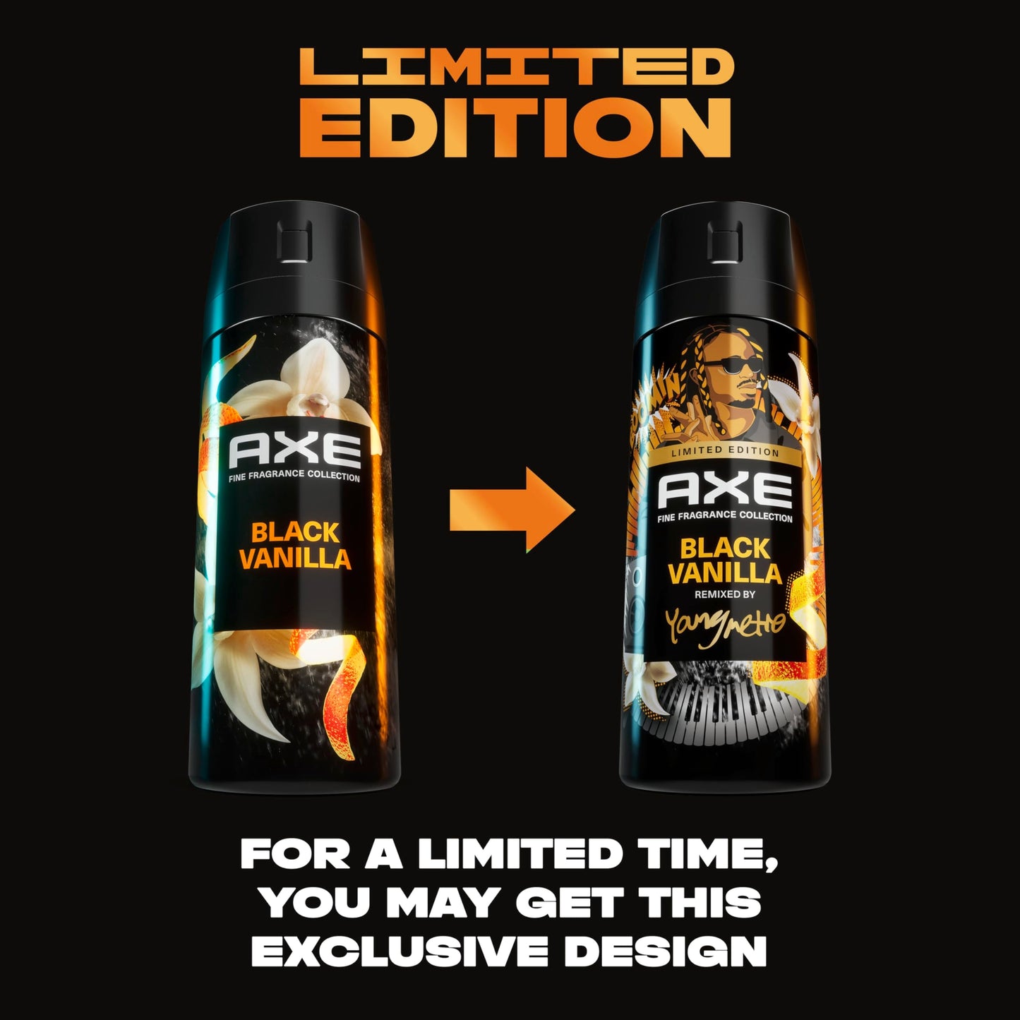 AXE Fine Fragrance Collection Premium Body Spray Black Vanilla with Orange + Sandalwood with 72H Odor Protection Aluminum-Free 4 oz Beauty and Personal Care AXE