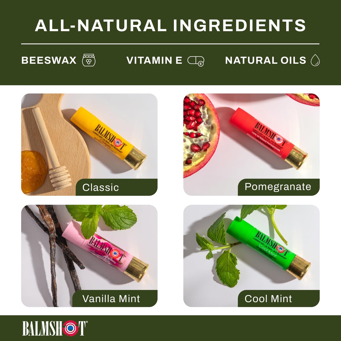 BALMSHOT Lip Balm 4 Pack Beauty & Personal Care Balmshot