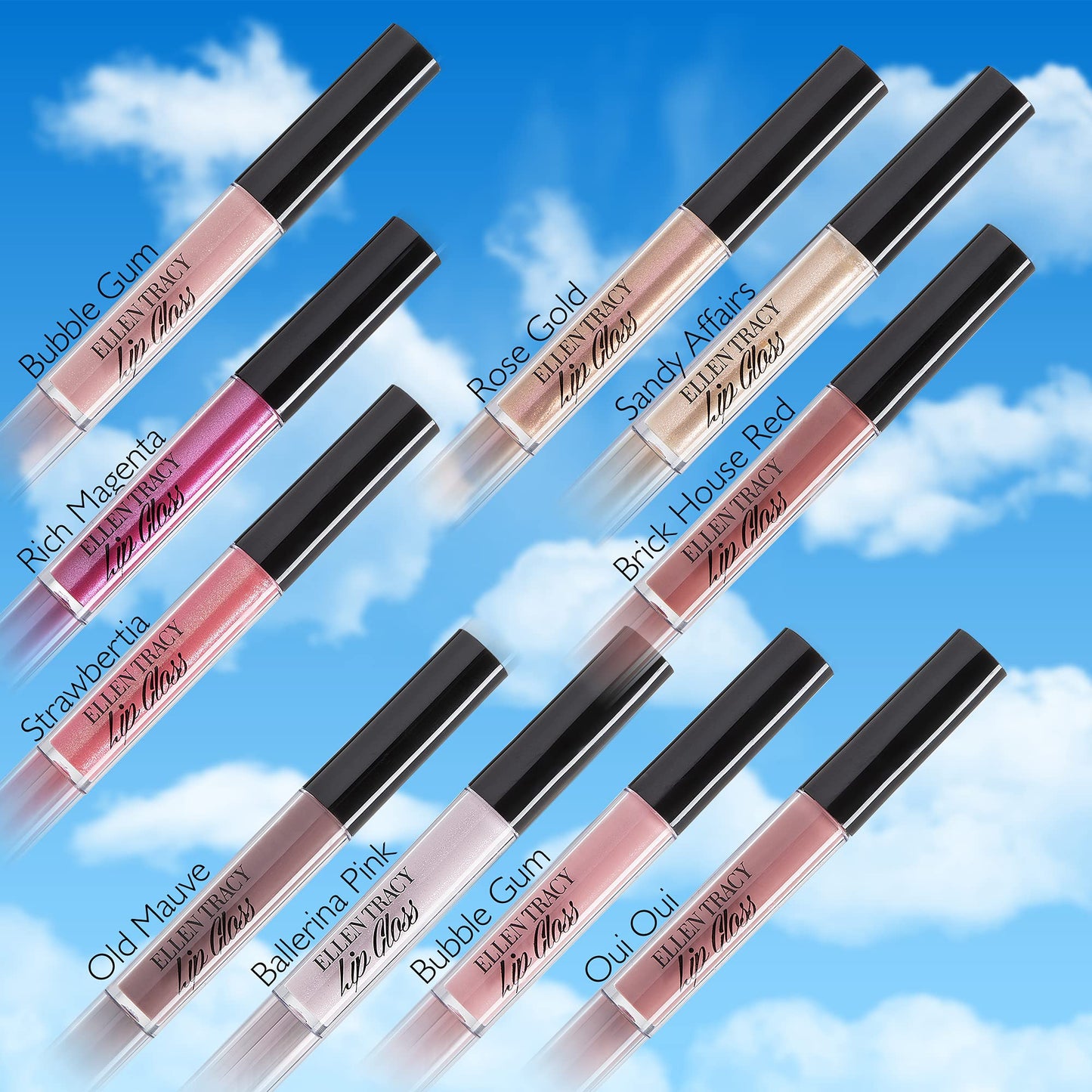Enchante Ellen Tracy 10 Pc Lip Gloss Collection, Shimmery Lip Glosses for Women and Girls, Long Lasting Lip Gloss Set with Rich Varied Colors, Great Beauty & Personal Care Enchante