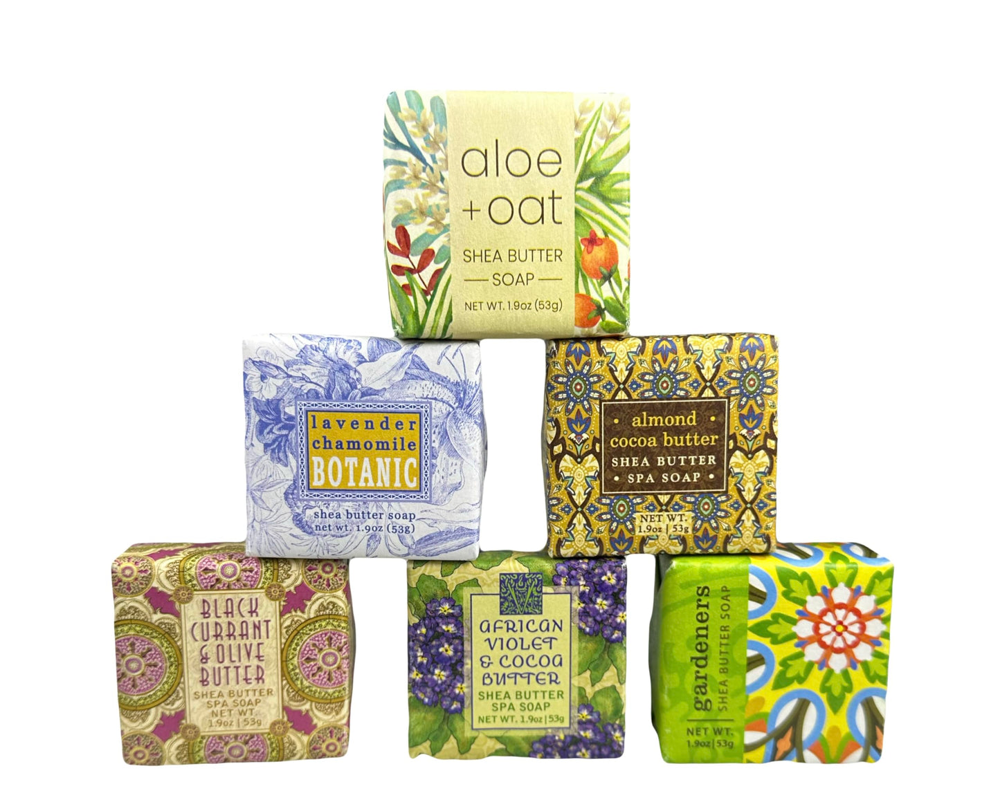 Floral Soap Sampler-Set of 6- Enriched with Shea Butter, Essential Oils, Natural Extracts (African Violet, Black Currant, Almond Butter, Lavender Beauty & Personal Care Greenwich Bay