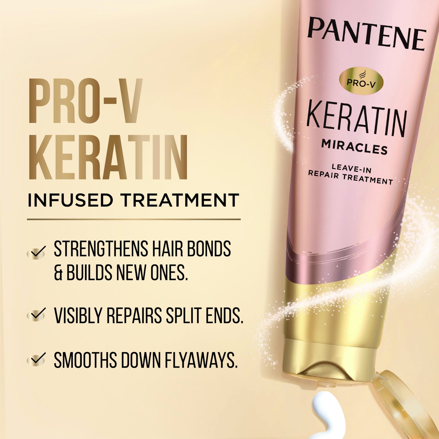 Pantene Keratin Leave-In Conditioner with Argan Oil, Protein Treatment for Dry, Damaged & Color-Treated Hair, Repairs Split Ends & Protects from Beauty & Personal Care Pantene