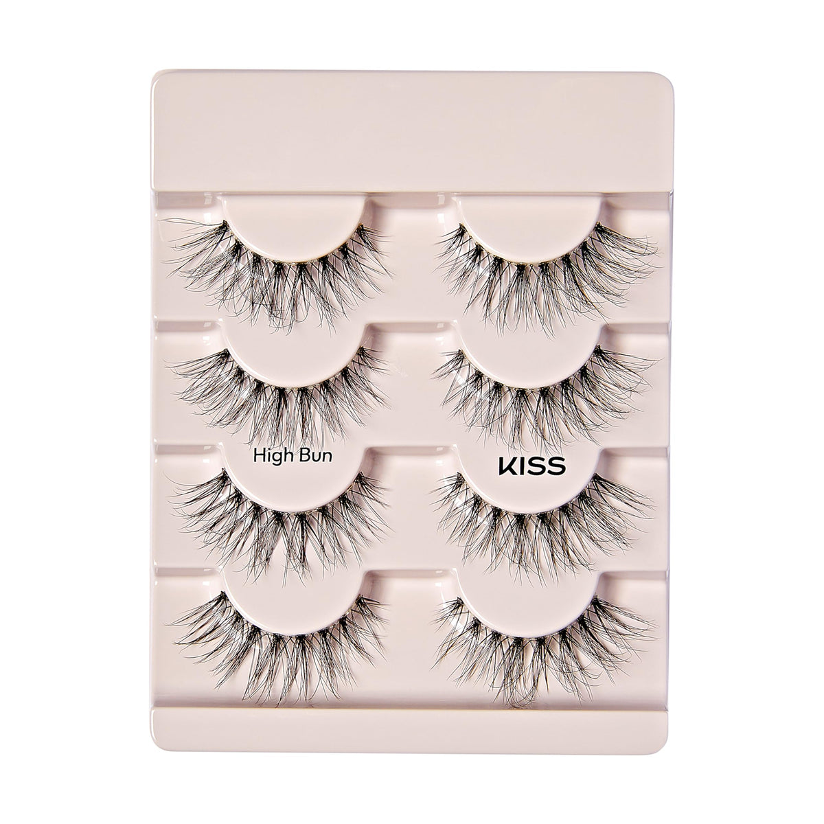 Kiss The New Natural, False Eyelashes, 'High Bun', 12mm, Includes 4 pairs of lashes, Easy to Apply, Reusable Lash Clusters
