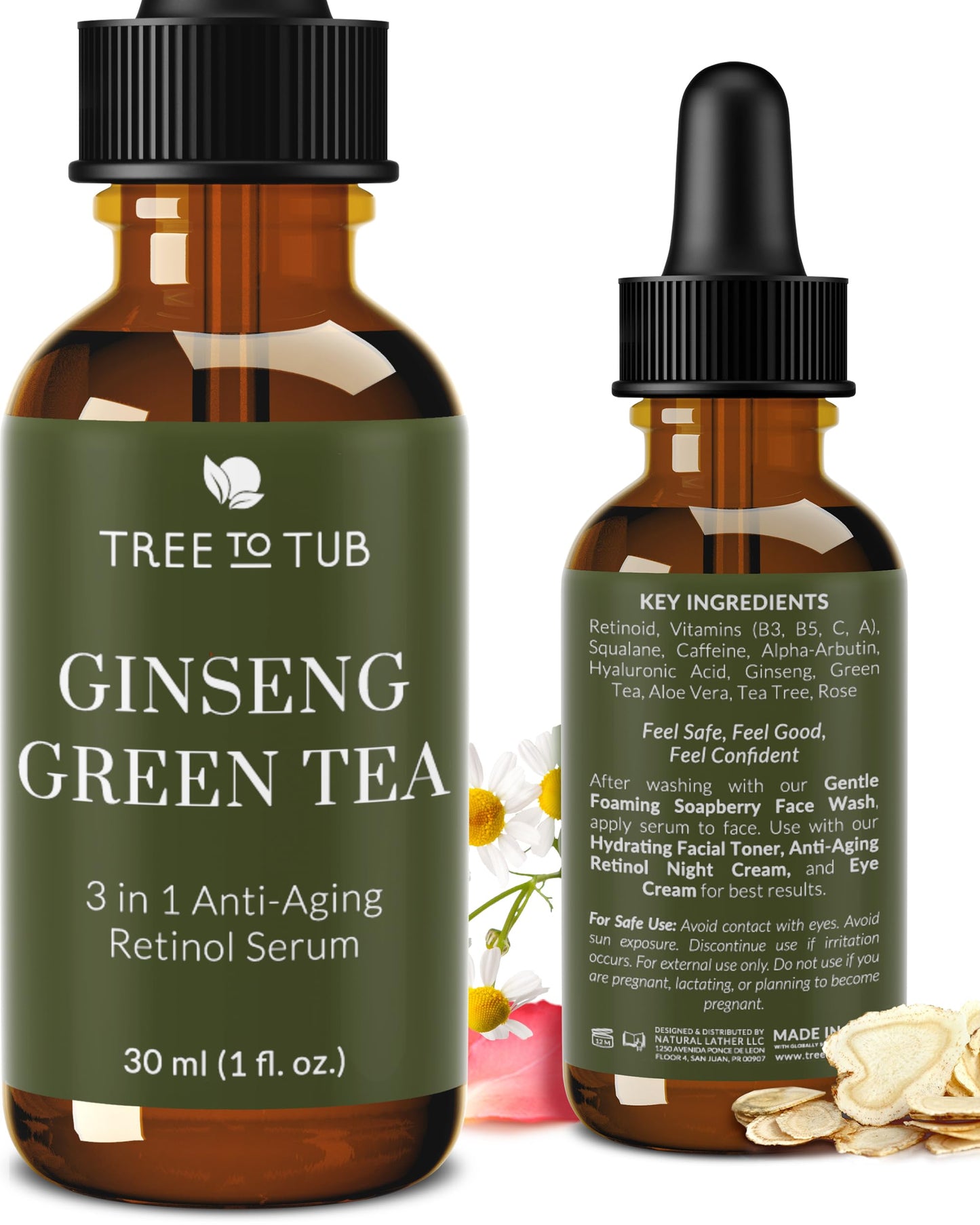 Tree To Tub Anti Aging Retinol, Vitamin C, Hyaluronic Acid Serum for Face & Wrinkles - Hydrating Facial Serum for Dry & Sensitive Skin, Night Serum Beauty & Personal Care Tree To Tub