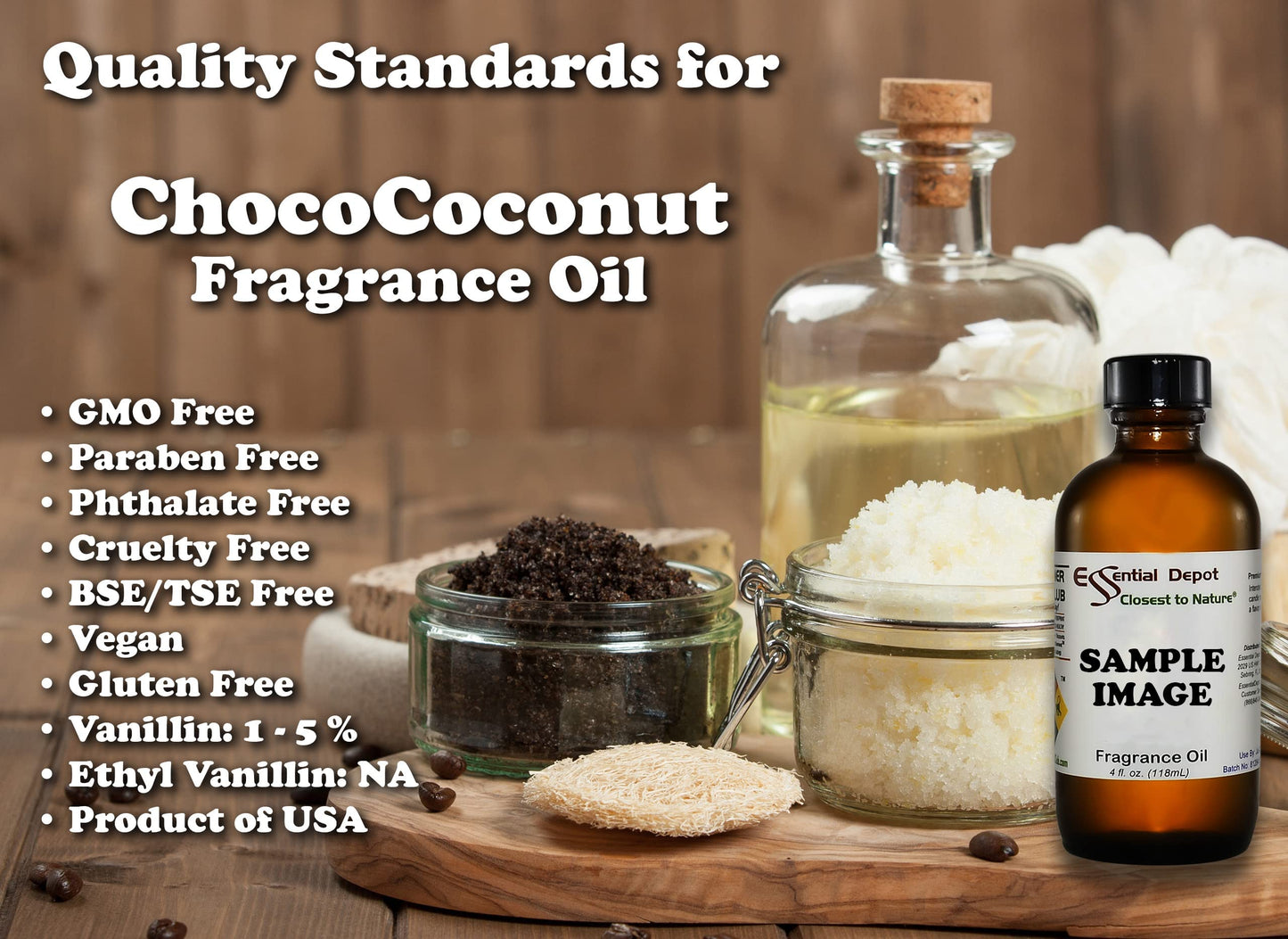 Essential Depot Chocococonut Fragrance Oil - Supplied in 4 oz. Amber Glass Bottle with Black Phenolic Cone Lined and Safety Sealed Cap Beauty & Personal Care Essential Depot