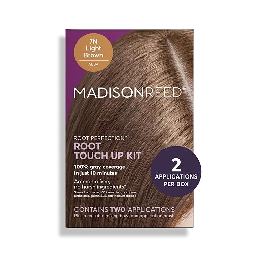 Madison Reed Root Perfection Root Touch Up Kit - 7N Alba Light Brown, 2 Permanent Applications, 100% Gray Coverage in 10 Min | PPD-Free Beauty & Personal Care Madison Reed