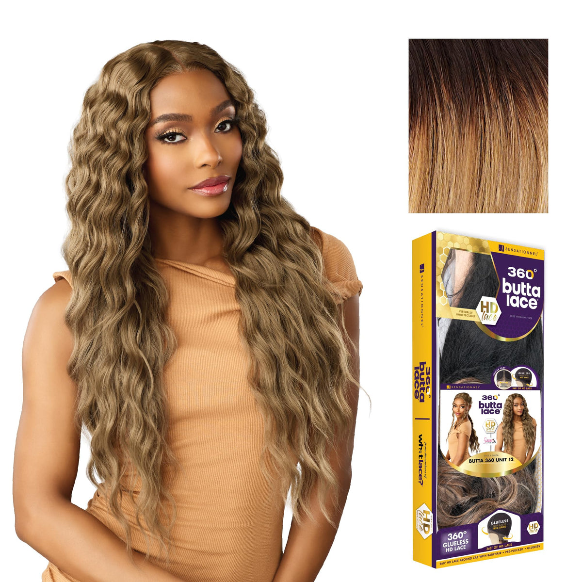 Sensationnel Butta 360 LaceWig-Unit 12, NATURALROOTSBUTTERSCOTCH