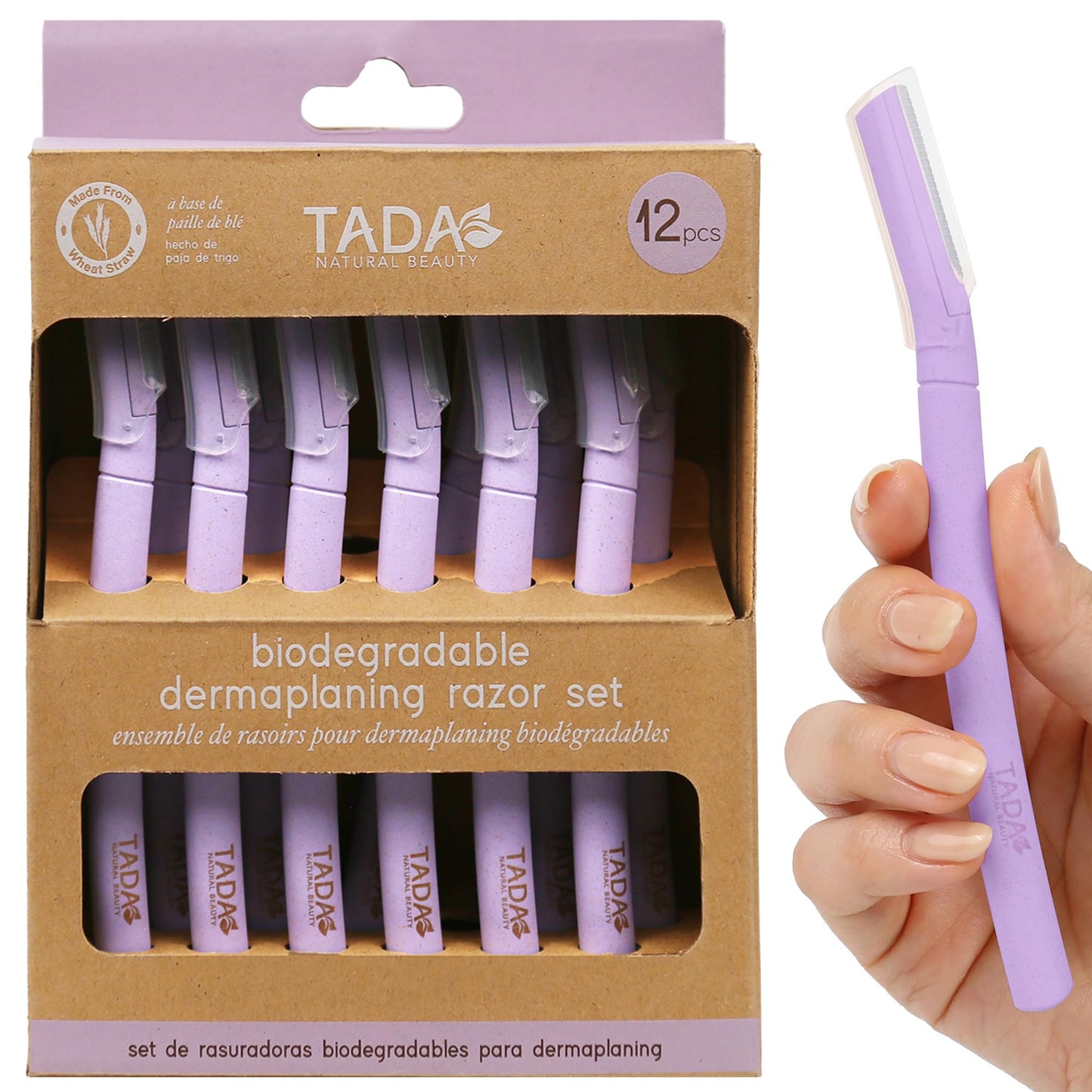 TADA BEAUTY Biodegradable Dermaplaning Tool 12pk, Face Eyebrow Face Razors, Face Shaver & Exfoliating (Lavender) Beauty and Personal Care TADA BEAUTY