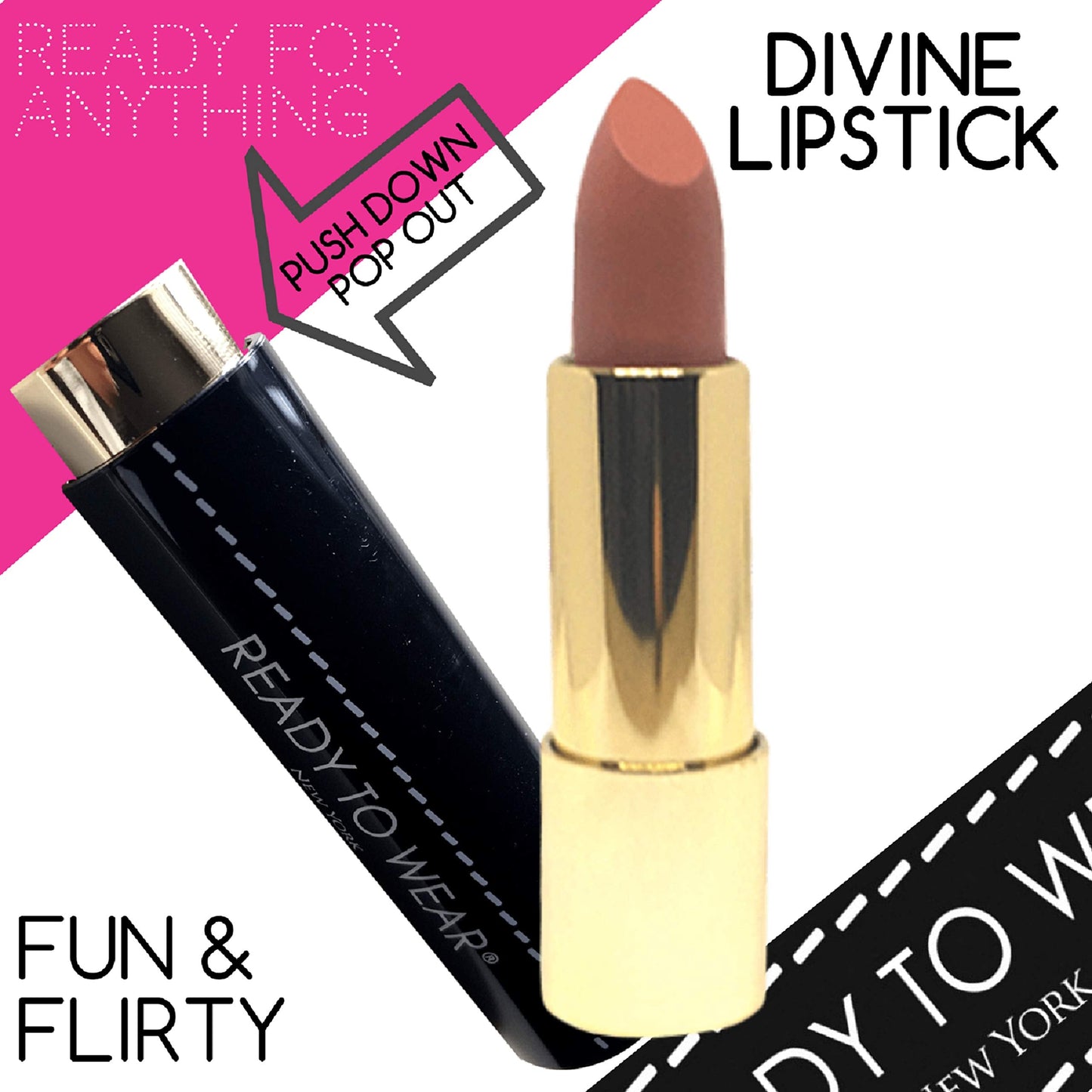 Ready To Wear DIVINE Lipstick Easy Use Holder Long Lasting Made In Italy (FUN & FLIRTY) Beauty & Personal Care Ready To Wear