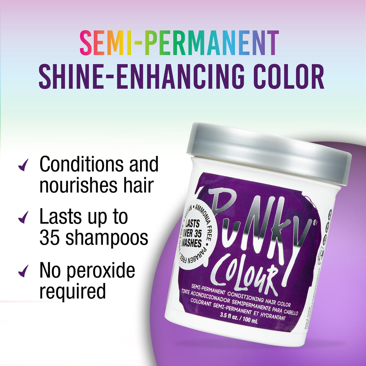 Punky Purple Semi Permanent Hair Color - Vegan & Cruelty-Free Conditioning Hair Dye, Lasts Up to 35 Washes, 3.5 fl oz Beauty & Personal Care Punky