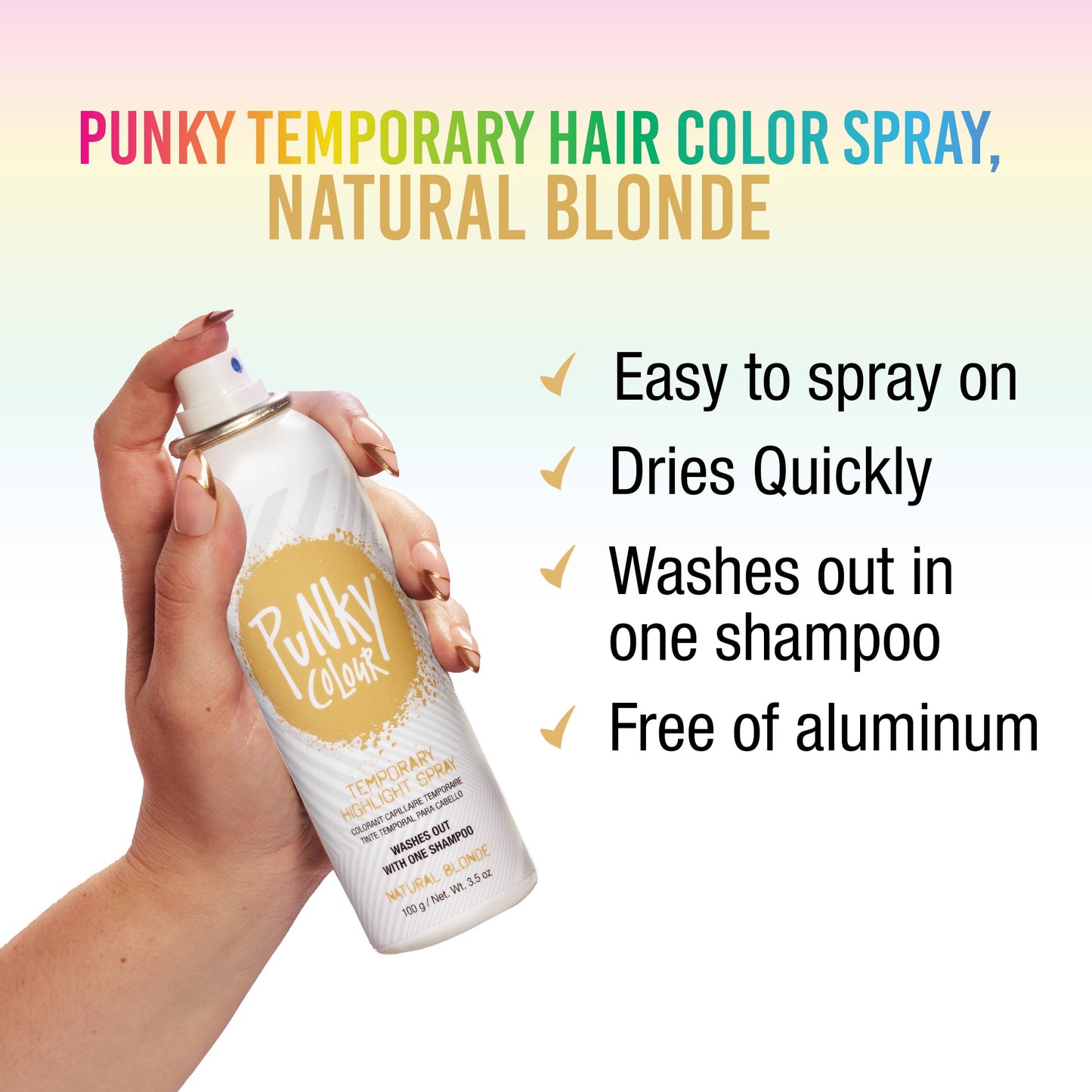 Punky Temporary Hair Highlight Spray - Natural Blonde, Washes Out, Temporary Hair Color Spray for Kids, Women, Hair-Dye, 3.5 oz, 1 Pack Beauty & Personal Care Punky