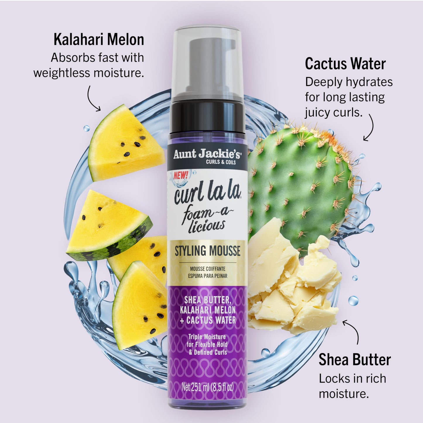 Aunt Jackie's Curls & Coils Curl La La Foam-a-licious Styling Mousse, 8.5 fl oz - Triple Moisture for Flexible Hold and Defined Curls Beauty & Personal Care Aunt Jackie's