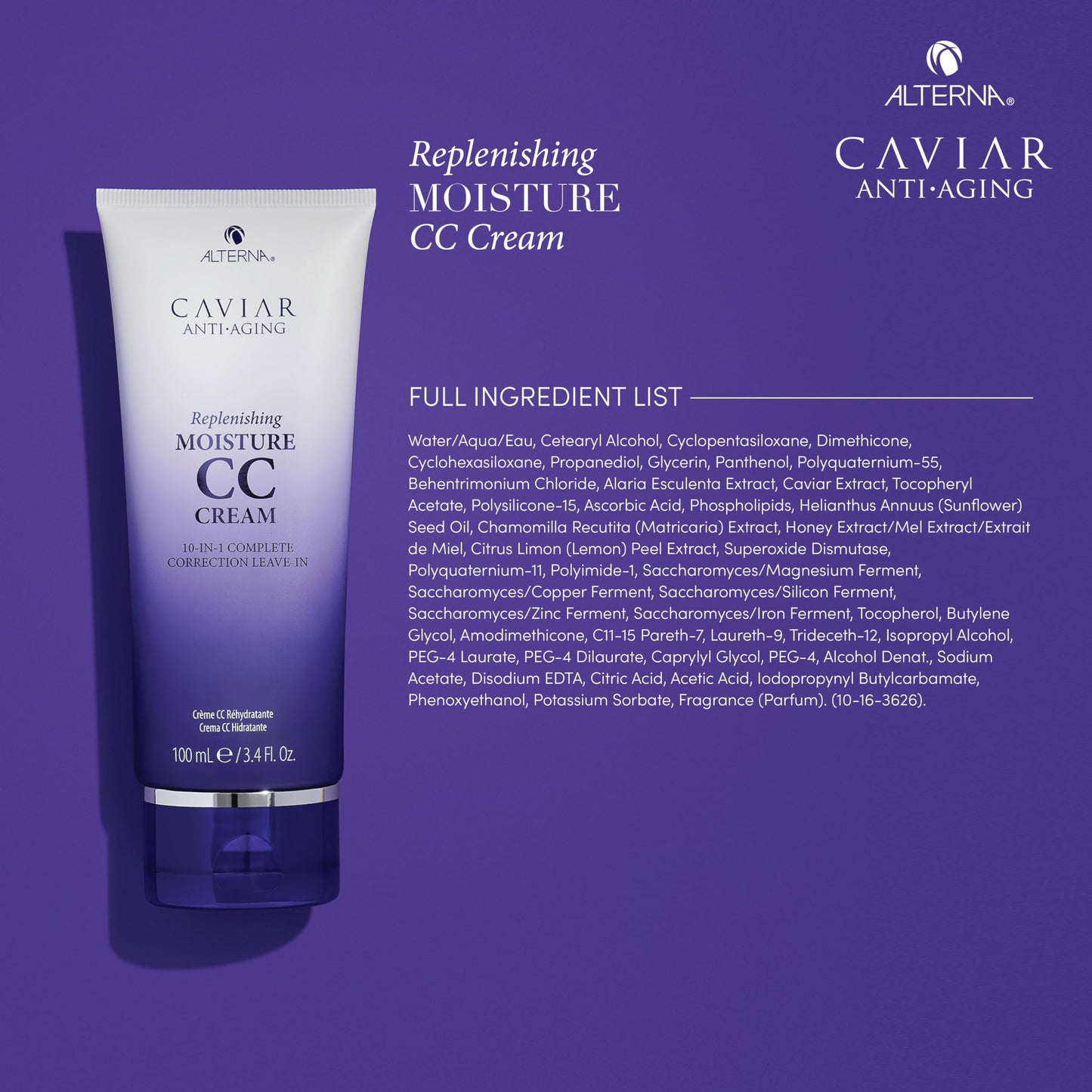 Alterna Haircare CAVIAR Anti-Aging Replenishing Moisture CC Cream, 3.4 Fl Oz |10-in-1 Hair Protection & Treatment Cream | Nourishes, Restores Beauty & Personal Care Alterna