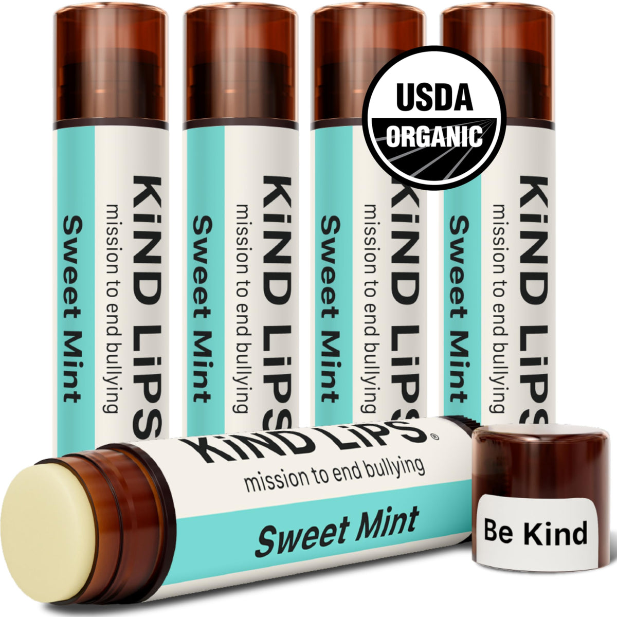 Kind Lips Organic Sweet Mint Lip Balm 5-Pack - Cooling, Refreshing Lip Care for Dry Lips • 100% Natural, Clean, Gluten-Free, Grain-Free • Made in USA Beauty & Personal Care Kind Lips